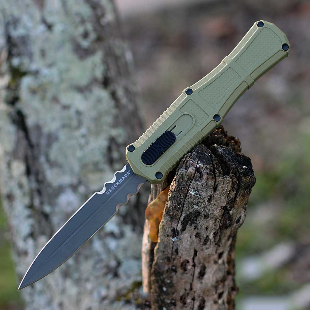 Benchmade Claymore OTF Automatic 3370SGY-1 knife 3.89 inch D2 Smoke Gray Combo blade