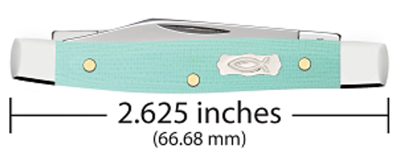 Case Small Pen Knife 18104 Smooth SeaFoam Green G-10 Ichthus (10233 SS)