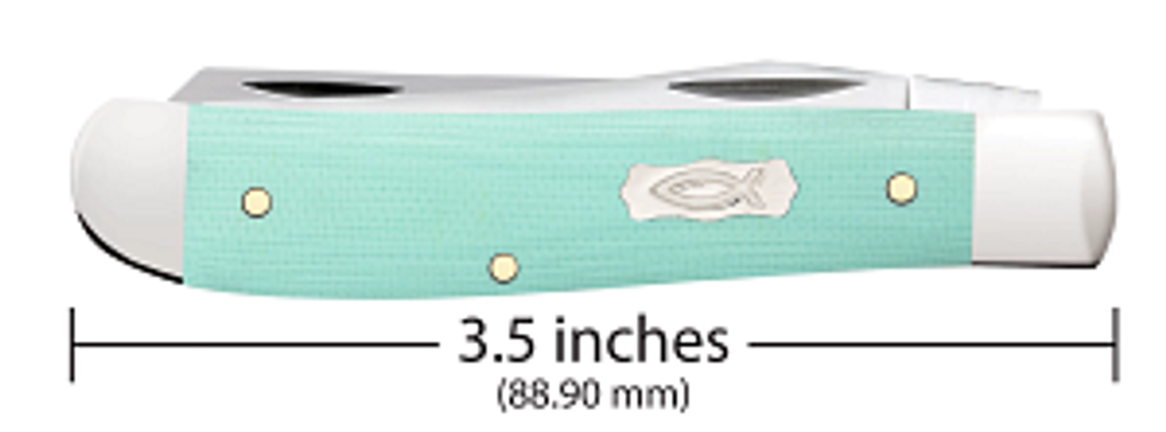 Case Mini Trapper 18101 Smooth SeaFoam Green G-10 Ichthus (10207 SS)