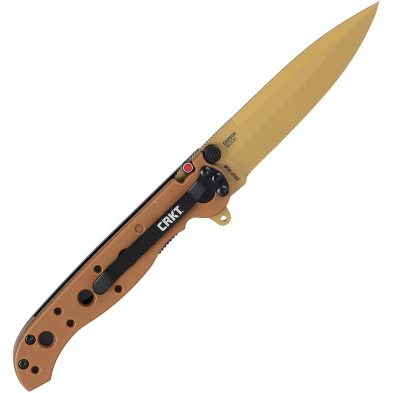 CRKT M16 (CRM1601DZ) 3.12" D2 Desert Tan Titanium Nitride Coated Spear Point Plain Blade, Desrt Tan Glass Reinforced Nylon Handle