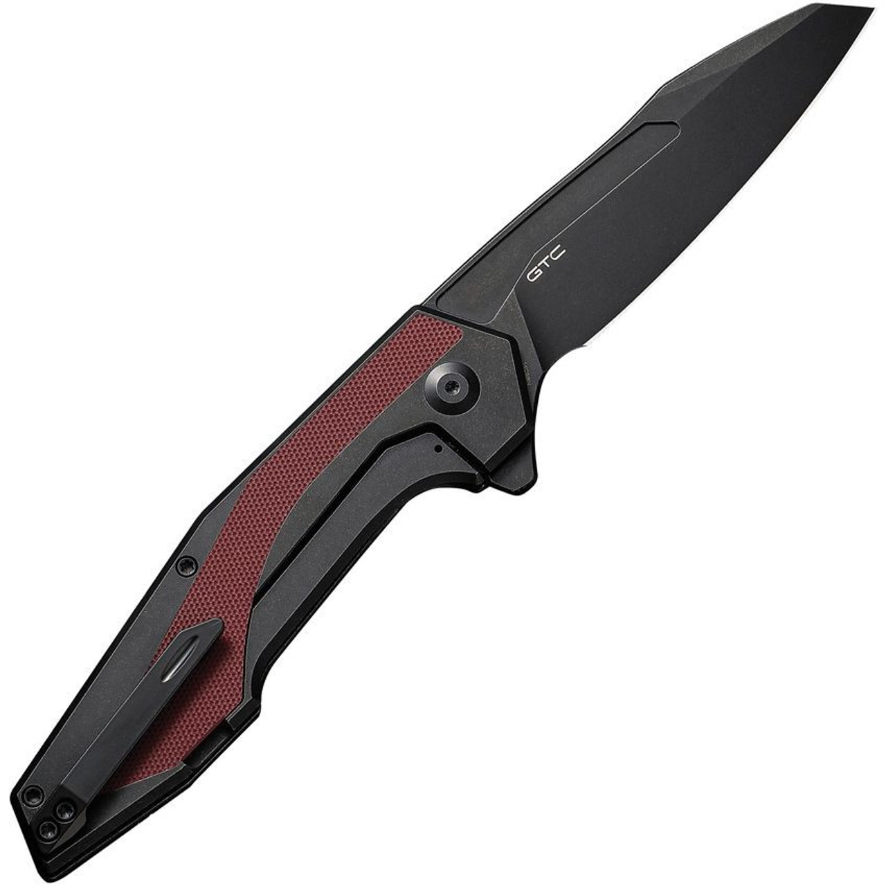 Civivi Hypersonic Framelock (C22011-3) 3.75" 14C28N Black Stonewash Reverse Tanto Plain Blade, Black Stonewash Stainless Steel Handle with Burgundy G-10 Inserts