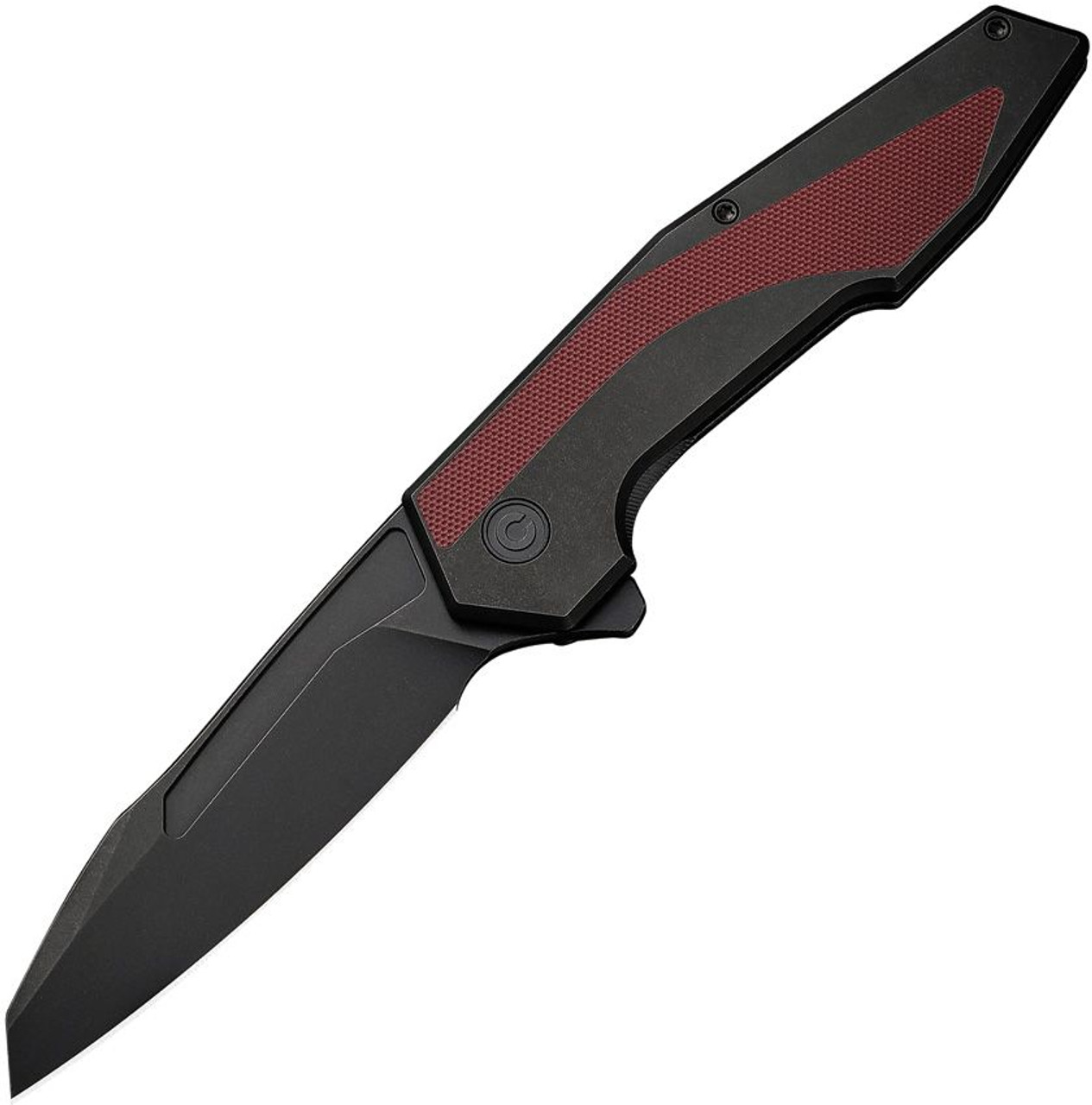 Civivi Hypersonic Framelock (C22011-3) 3.75" 14C28N Black Stonewash Reverse Tanto Plain Blade, Black Stonewash Stainless Steel Handle with Burgundy G-10 Inserts