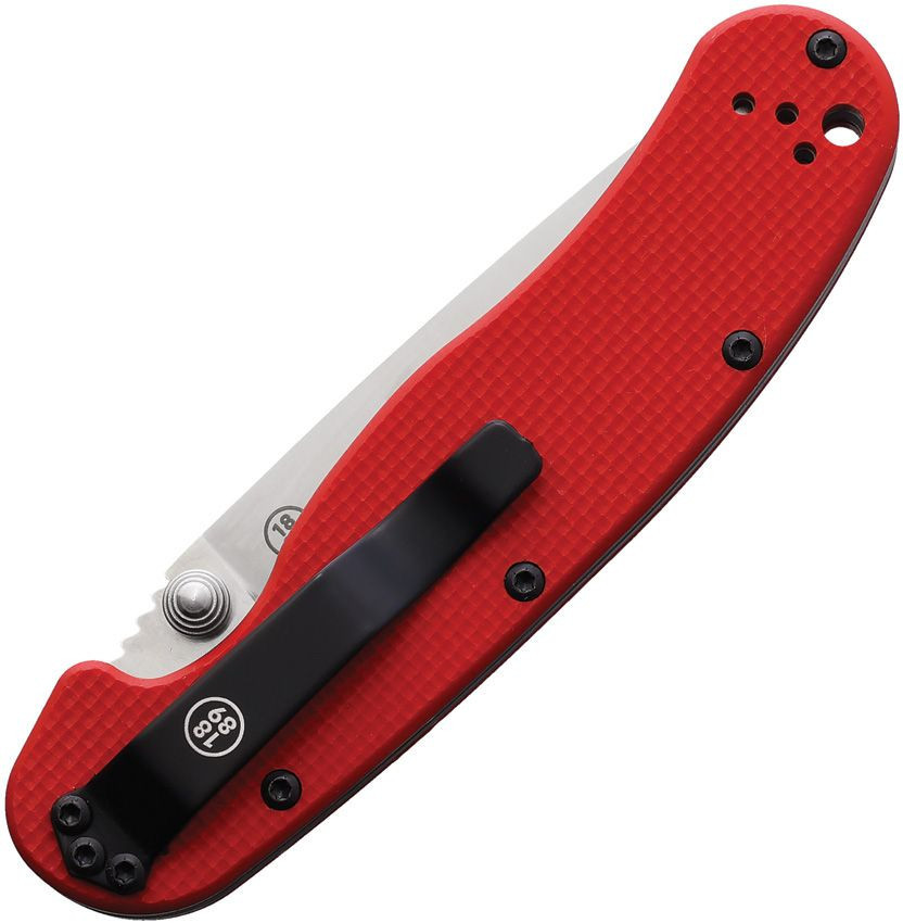Ontario Rat II Manual Folder (ON8064) 3.0" CMP-S35VN Satin Rop Point Plain Blade, Red G-10 Handle