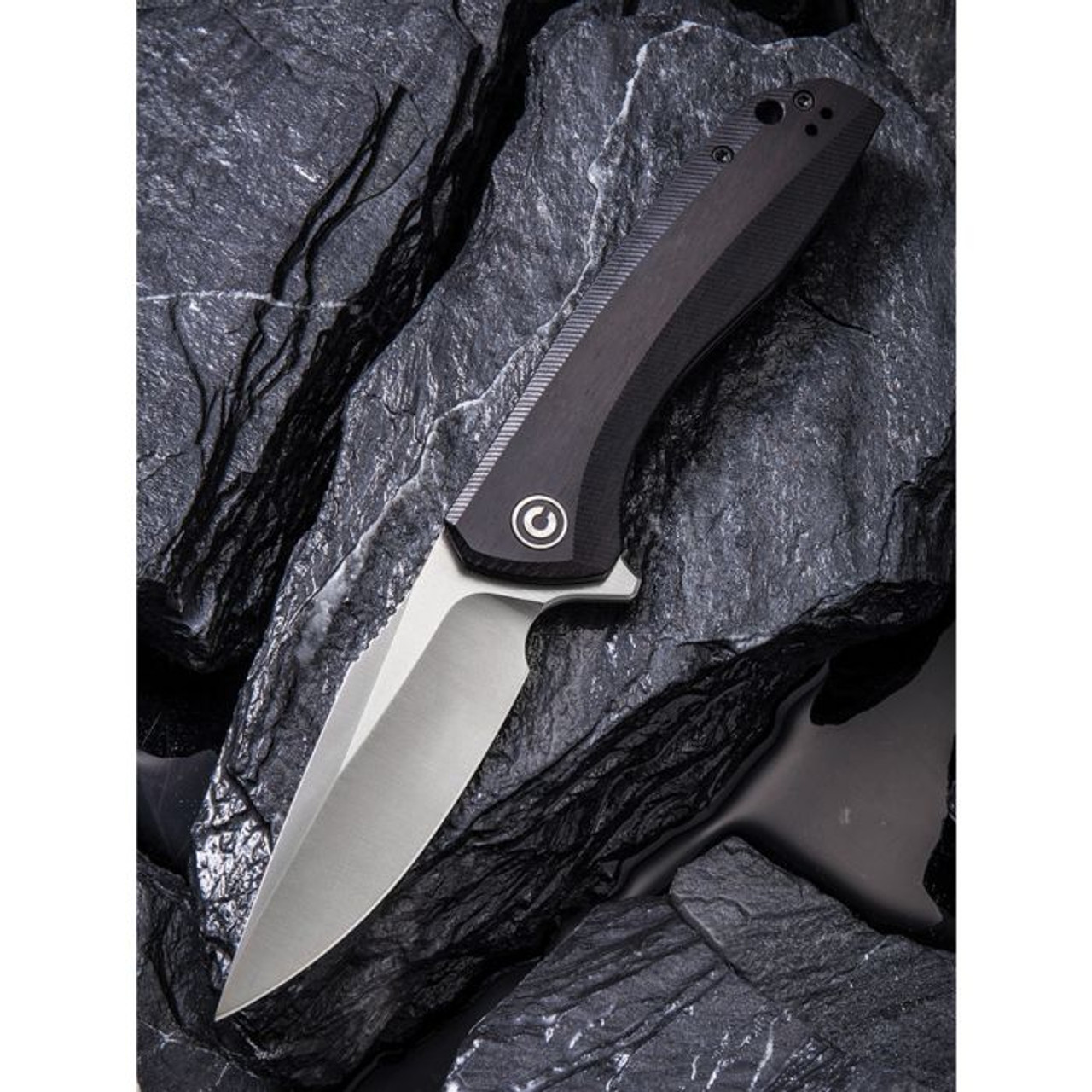 CIVIVI Knives Baklash (CIVC801E) 3.5" 9Cr18MoV Satin Drop Point Plain Blade, Ebony Wood Handle