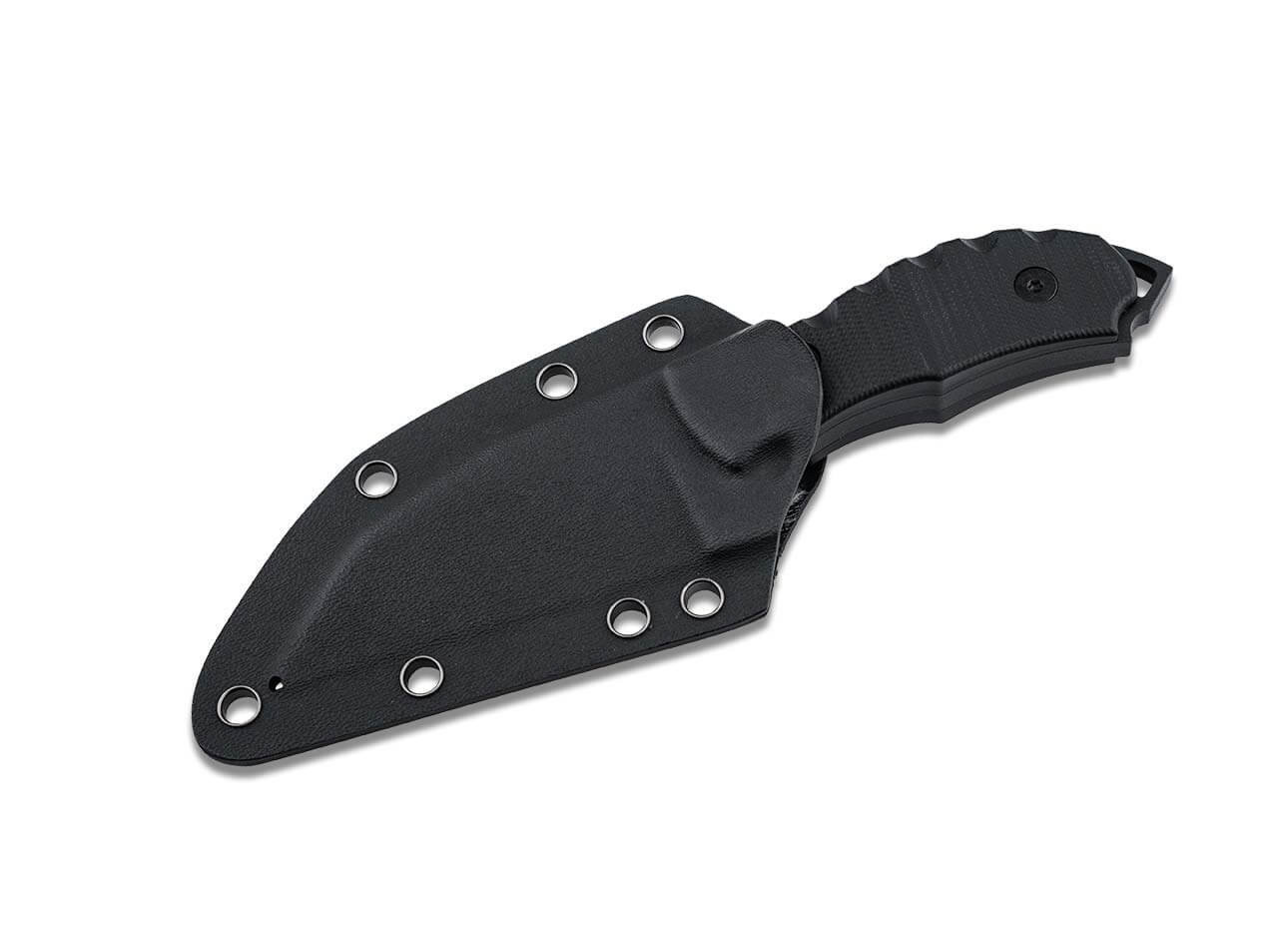 Boker Plus Andhrimnir Mini (02BO091) 3.35" D2 Satin and Blackwashed Two Tone Wharncliffe Plain Blade, Black G-10 Handle, Black Kydex Belt Sheath