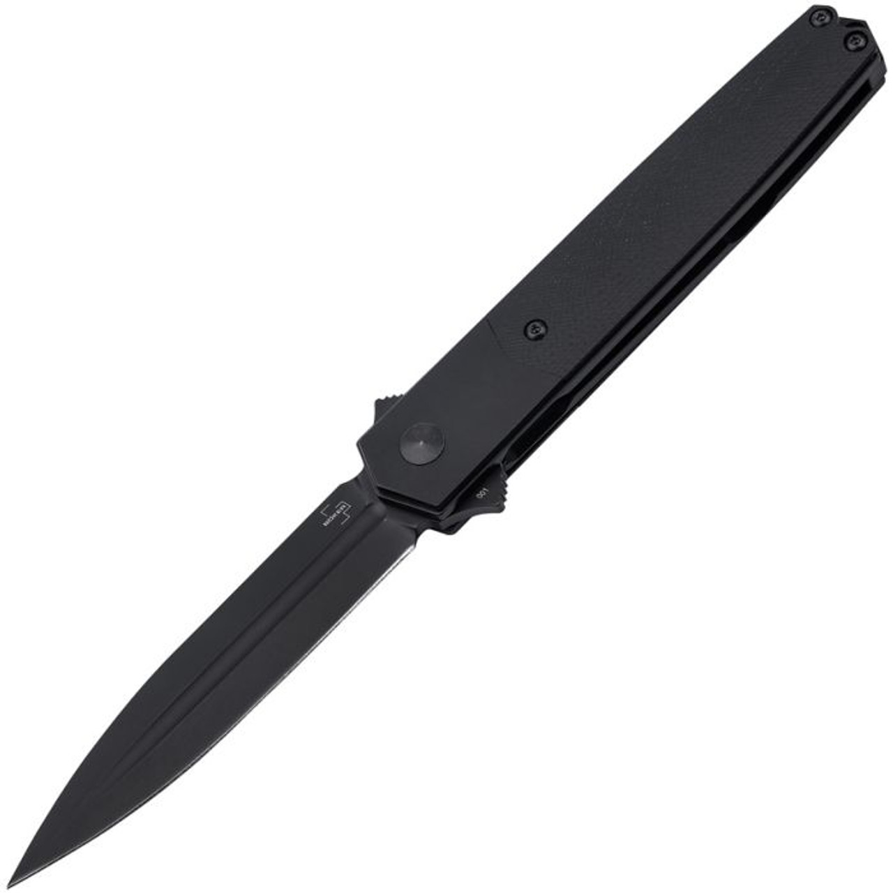 Boker Plus Kwaiken Sym (01BO635) 3.58" 154CM Black Coated Dagger Plain Blade, Black G-10 Handle with Titanium Bolsters
