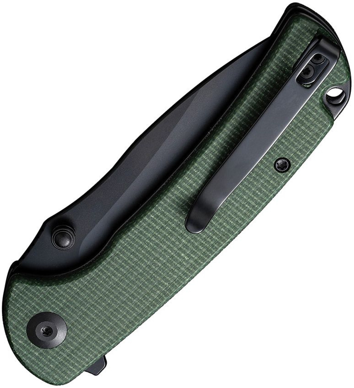 Sencut Pulsewave (S230323) 3.5" 9Cr18MoV Blackwashed Drop Point Plain Blade, Green Canvas Micarta Handle