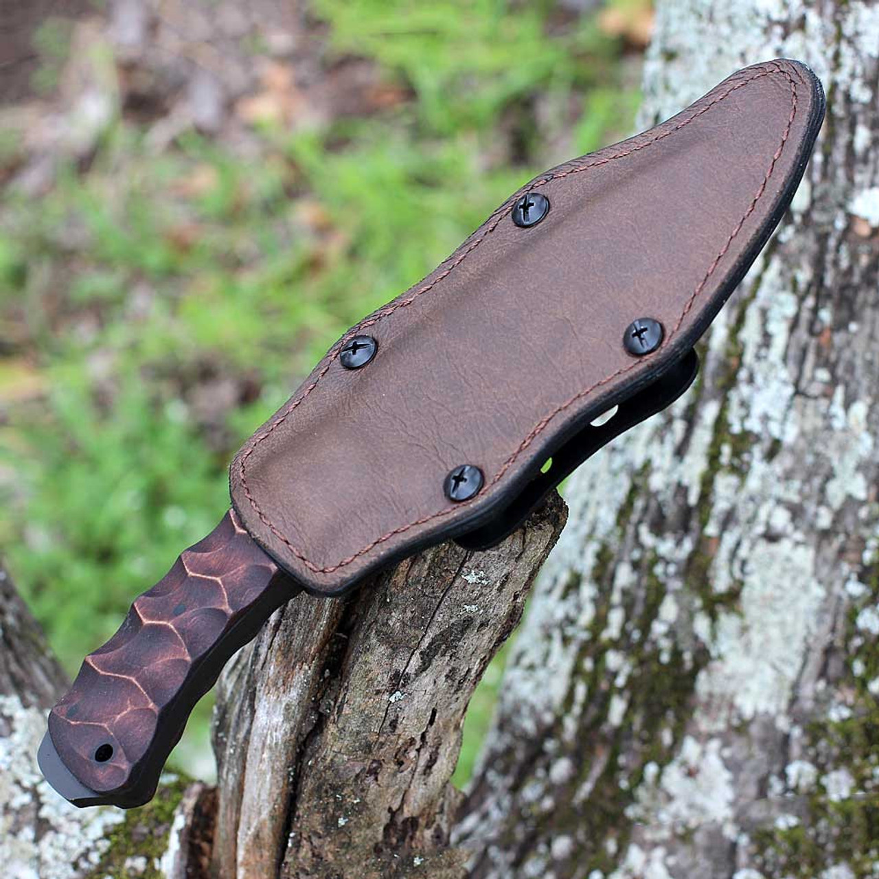 Winkler Knives Woodsman Maple (WK027) 4.25" 80CrV2 Black Drop Point Plain Blade, Maple Wood Handle, Brown Leather Sheath with Belt Clip