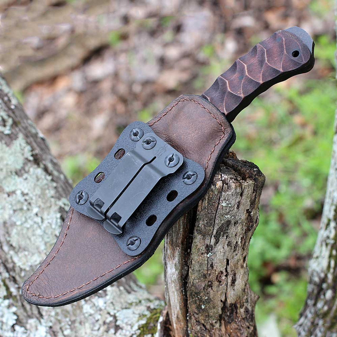 Winkler Knives Woodsman Maple (WK027) 4.25" 80CrV2 Black Drop Point Plain Blade, Maple Wood Handle, Brown Leather Sheath with Belt Clip