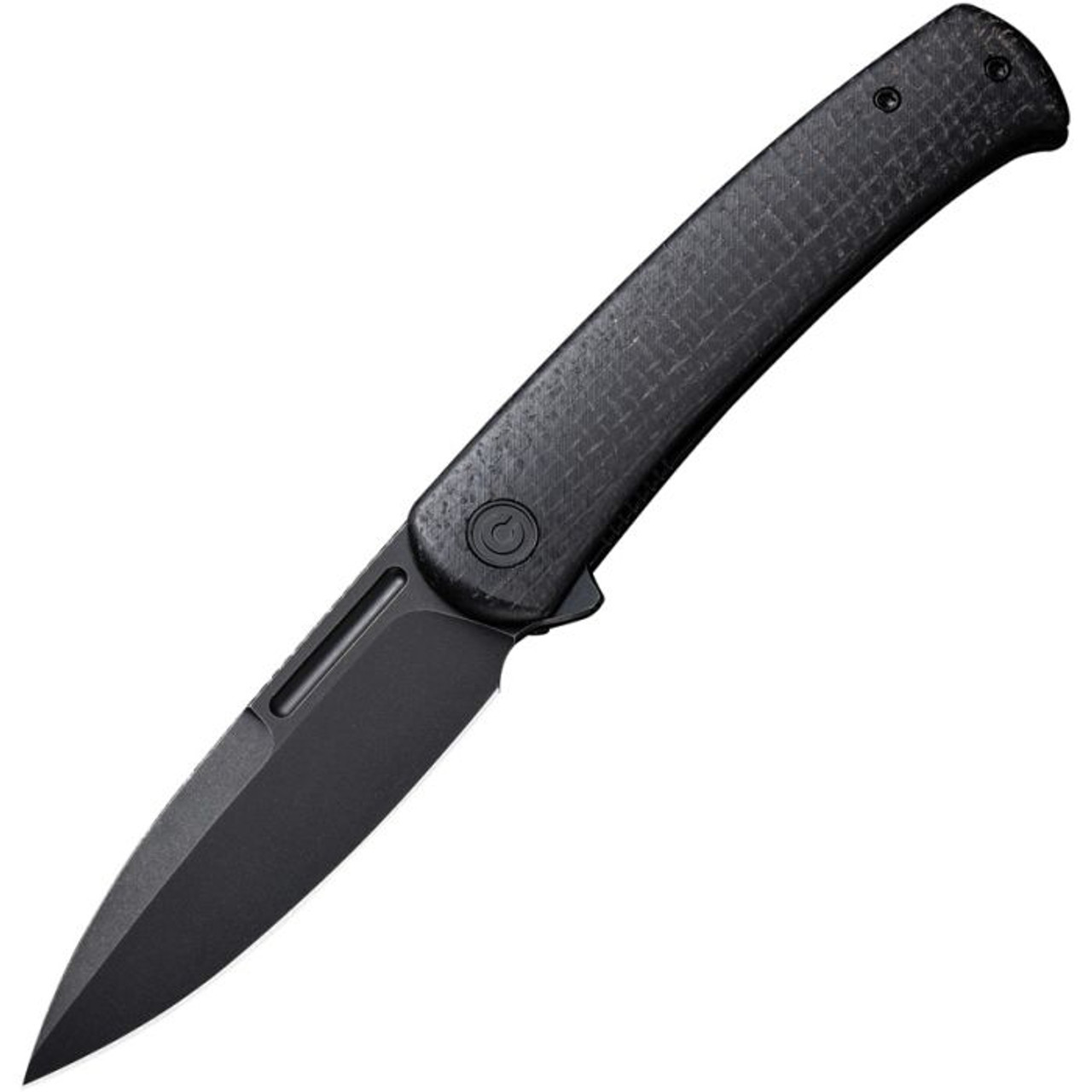 CIVIVI Knives Caetus (CIVC21025C2) 3.48" 14C28N Blackwashed Spear Point Plain Blade, Black Burlap Micarta Handle