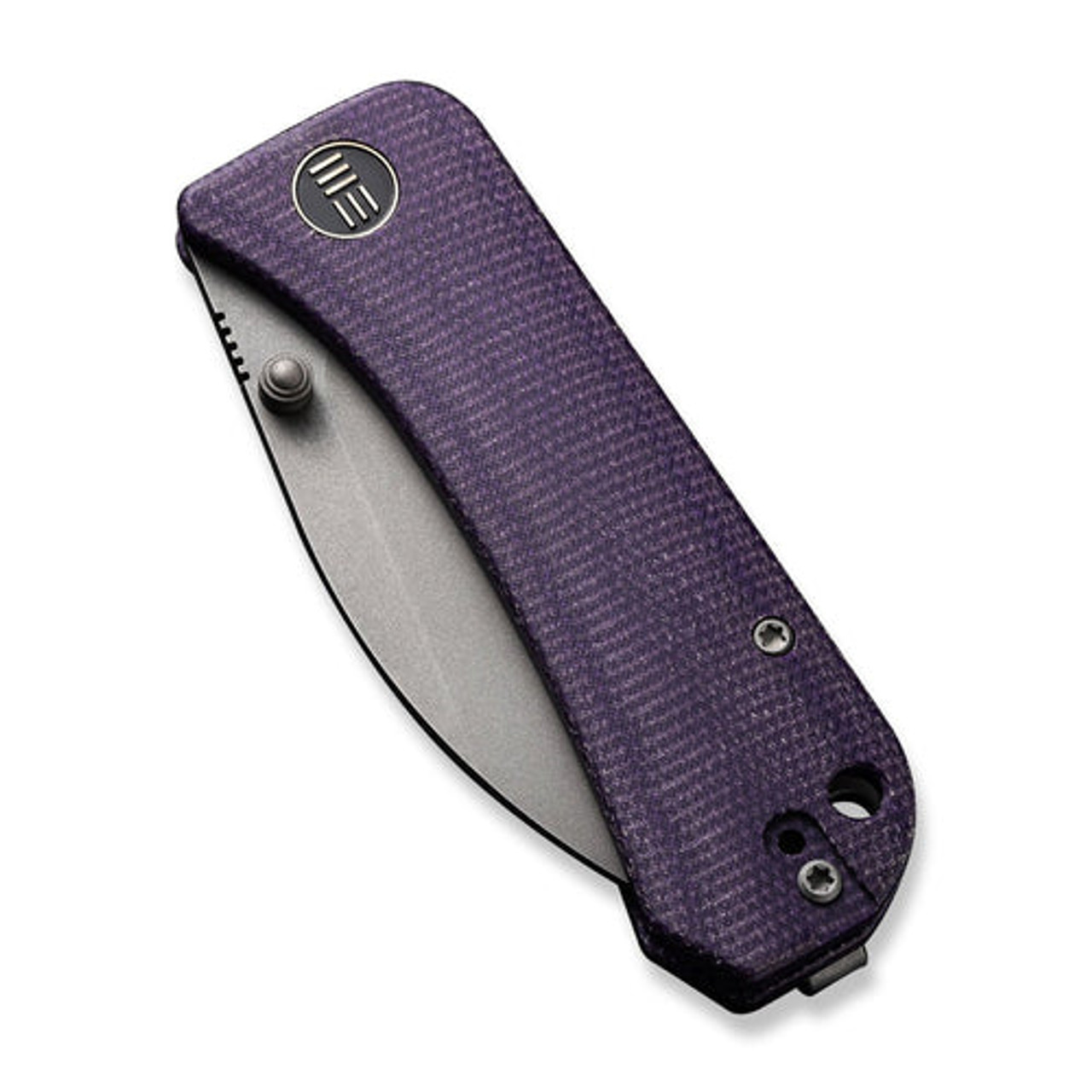 WE Knife Banter Wharncliffe (WE19068J-2) 2.85" CPM S35VN Gray Stonewashed Wharncliffe Plain Blade, Purple Canvas Micarta Handle