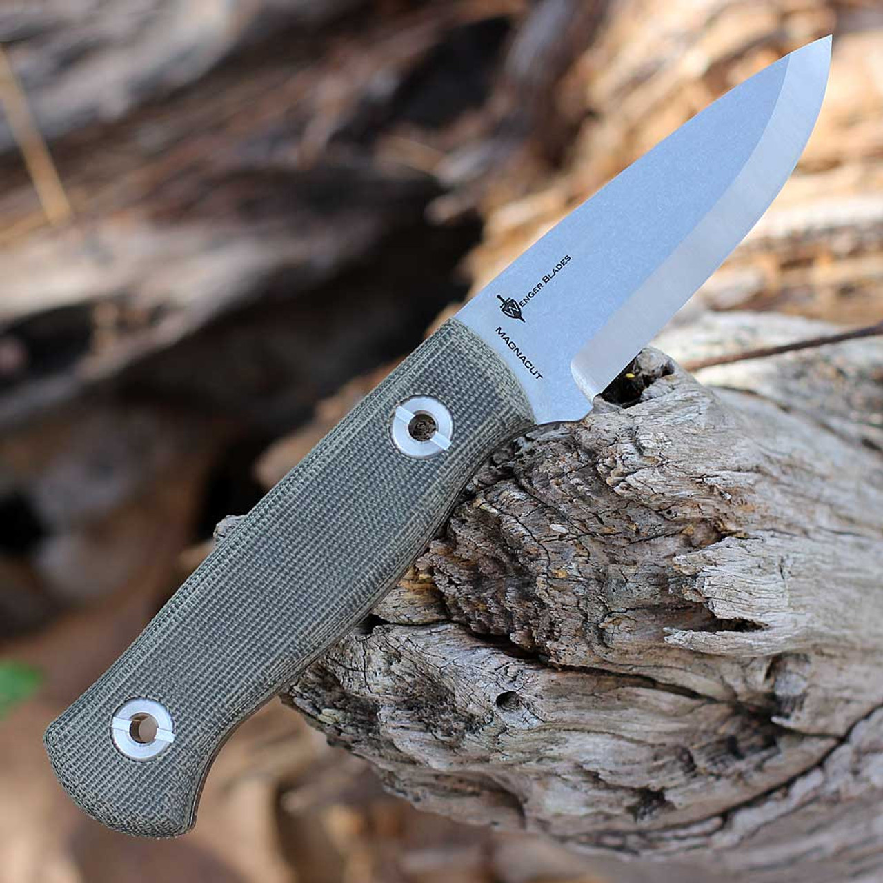 Boker Solingen Vigtig & Wild - 3.35" Stonewash CPM-MagnaCut Drop Point Plain Blade, Green Micarta Handle