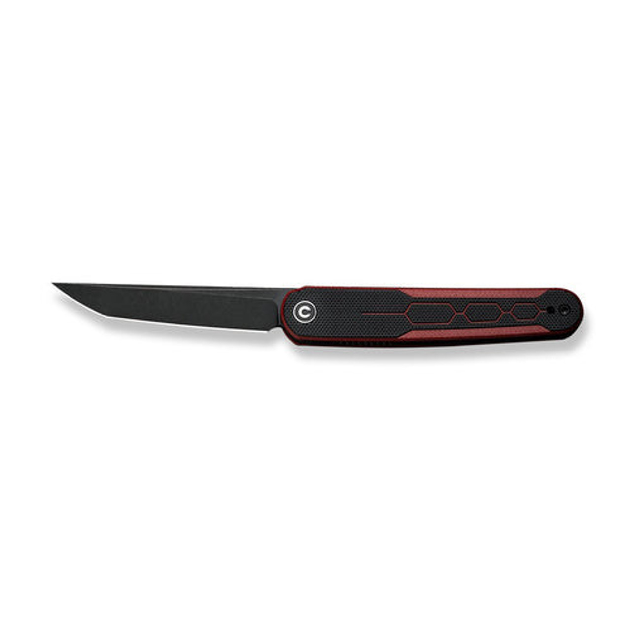 CIVIVI KwaiQ (C23015-1) 2.97" Nitro-V Black Stonewashed Tanto Plain Blade, Burgundy/Black G-10 Handle