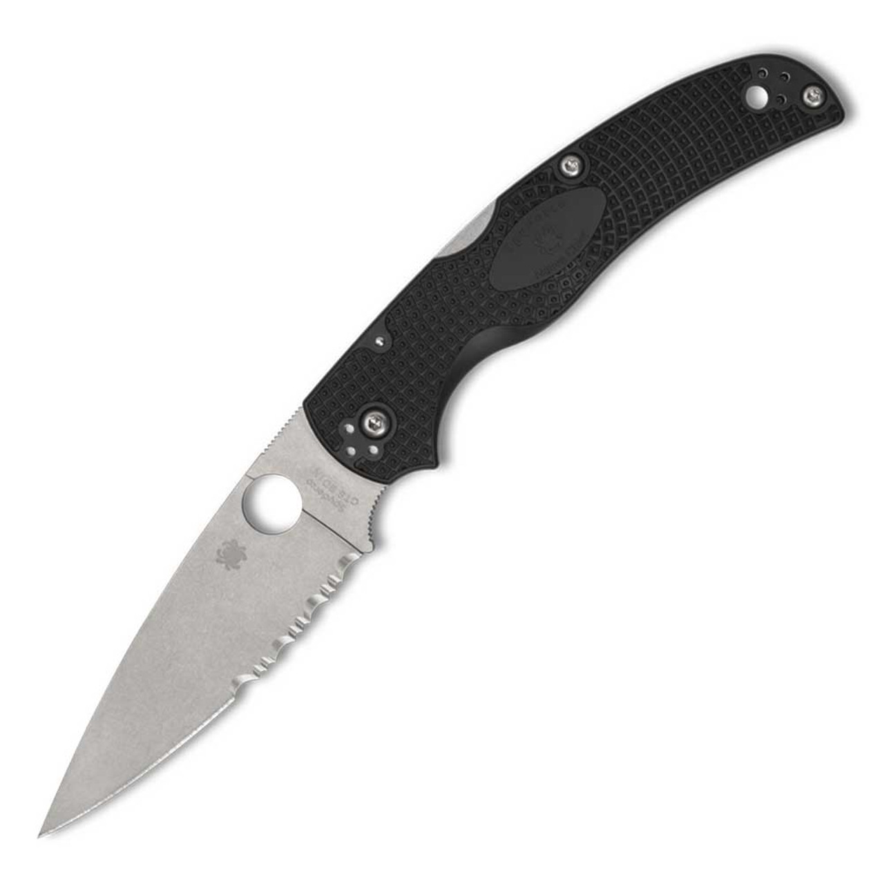 Spyderco Native Cheif Lightweight (C244PSBK) 4.02" CTS-BD1N Satin Drop Point Partially Serrated Blade, Black FRN Handle, Back Lock