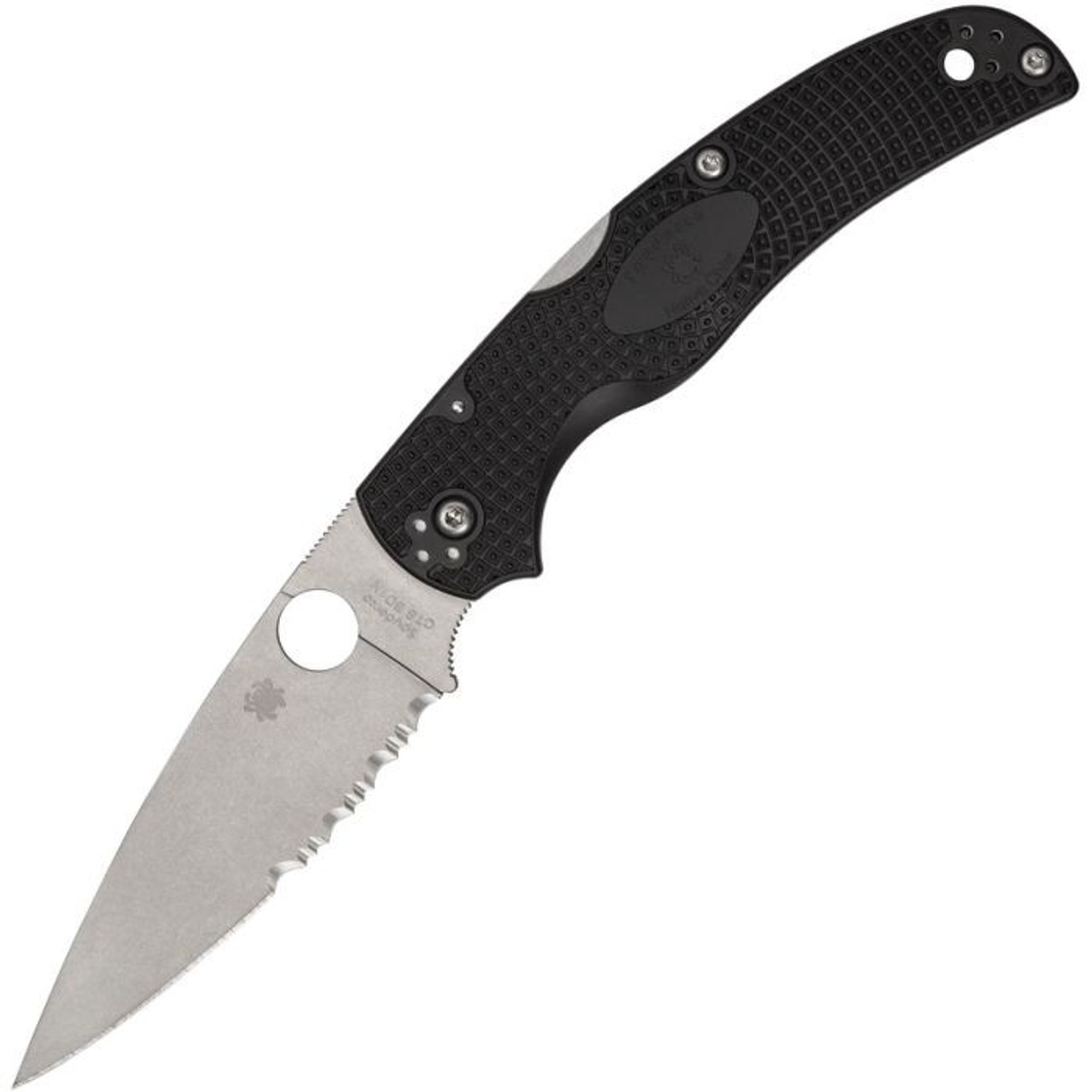Spyderco Native Cheif Lightweight (C244PSBK) 4.02" CTS-BD1N Satin Drop Point Partially Serrated Blade, Black FRN Handle, Back Lock