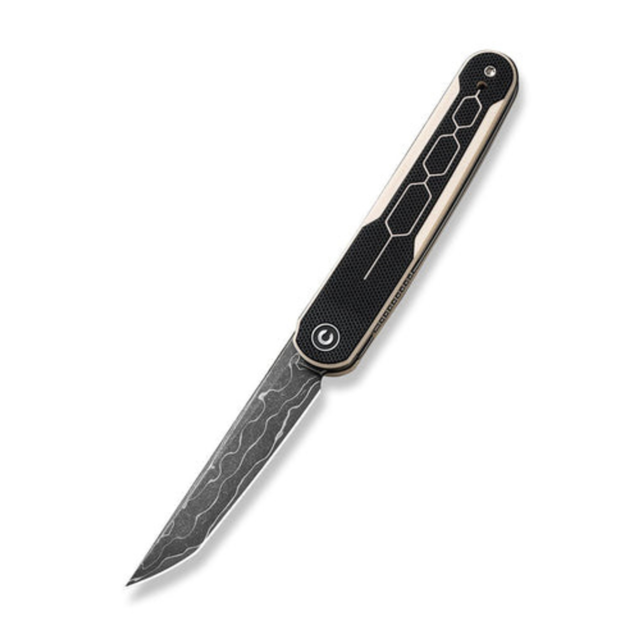 CIVIVI KwaiQ (C23015-DS1) 2.97" Damascus Tanto Plain Blade, Ivory/Black G-10 Handle