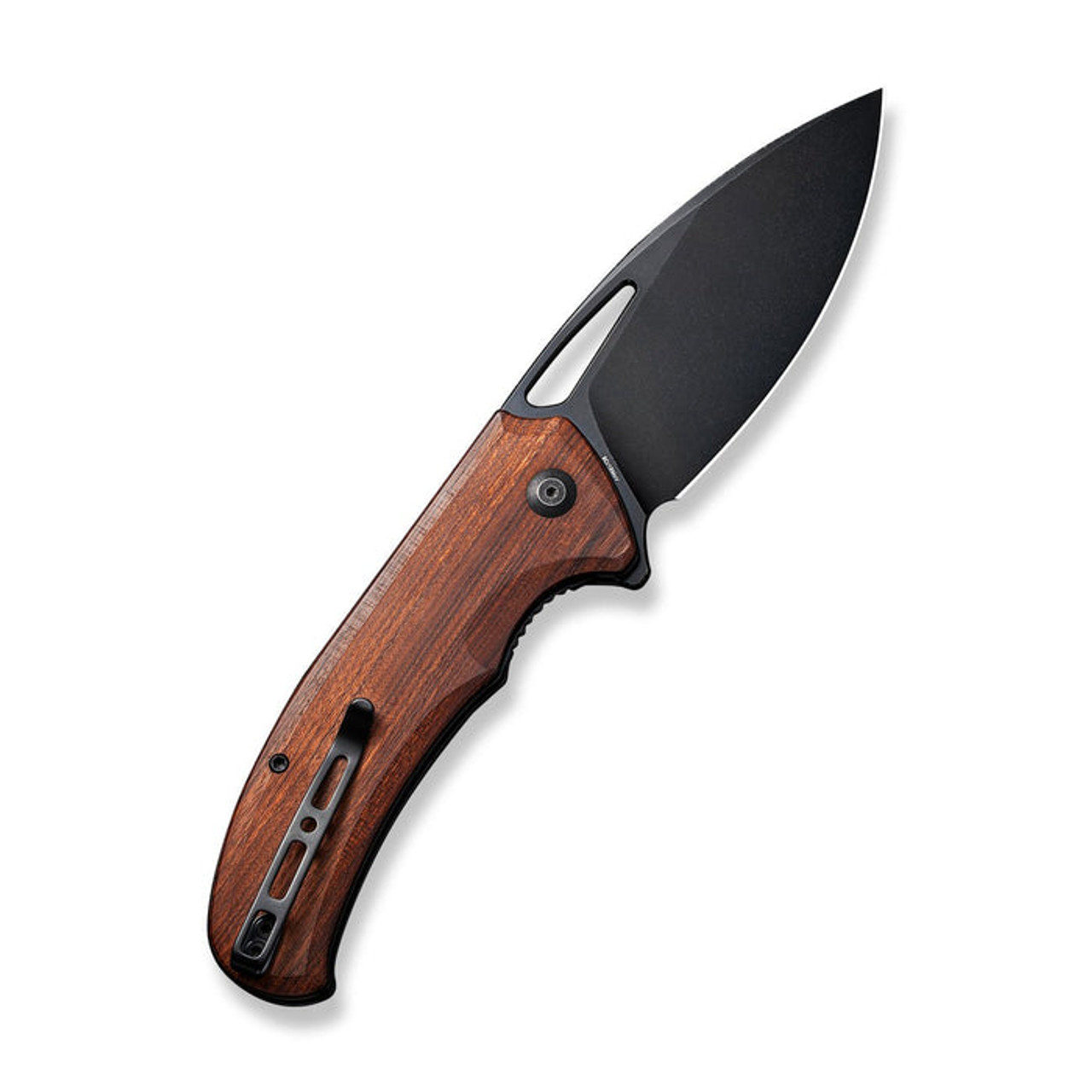 Sencut Phantara (S230144) 3.7" 9Cr18MoV Black Drop Point Plain Blade, Guibourtia Wood Handle
