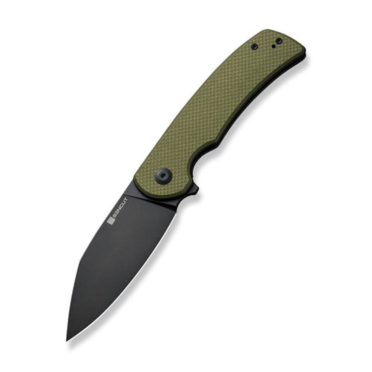 Sencut Omniform (S23064-1) 3.65" 9Cr18MoV Black Drop Point Plain Blade, OD Green G-10 Handle