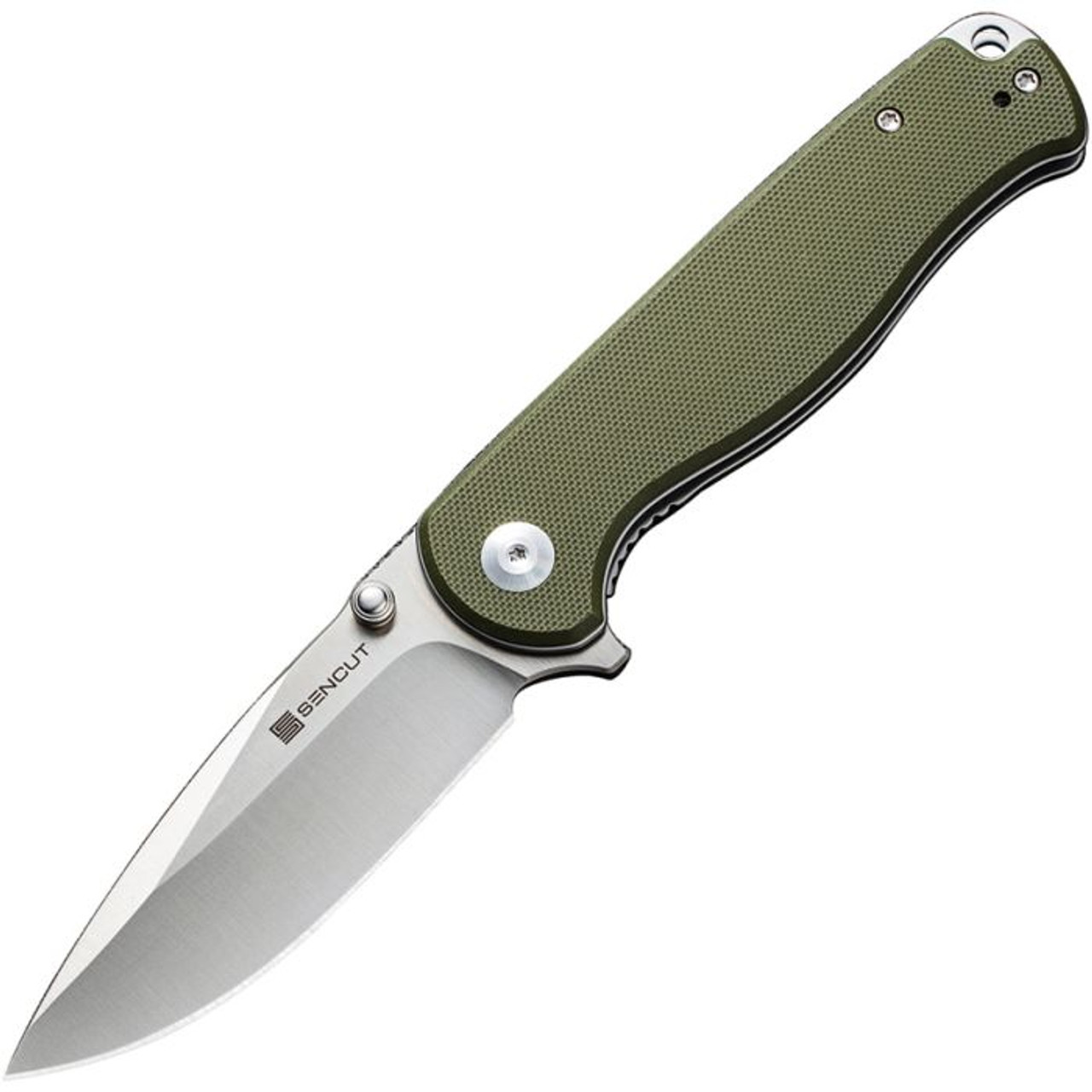 Sencut Errant (S23054B2) 3.45" 9Cr18MoV Satin Drop Point Plain Blade, OD Green G-10 Handle