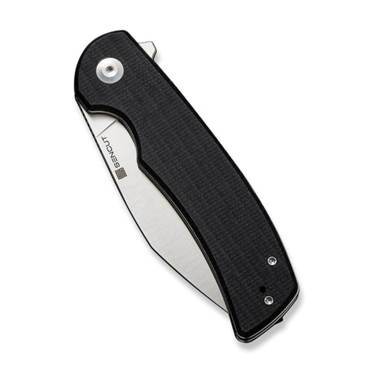 Sencut Omniform (S23064-2) 3.65" 9Cr18MoV Satin Drop Point Plain Blade, Black Canvas Micarta Handle