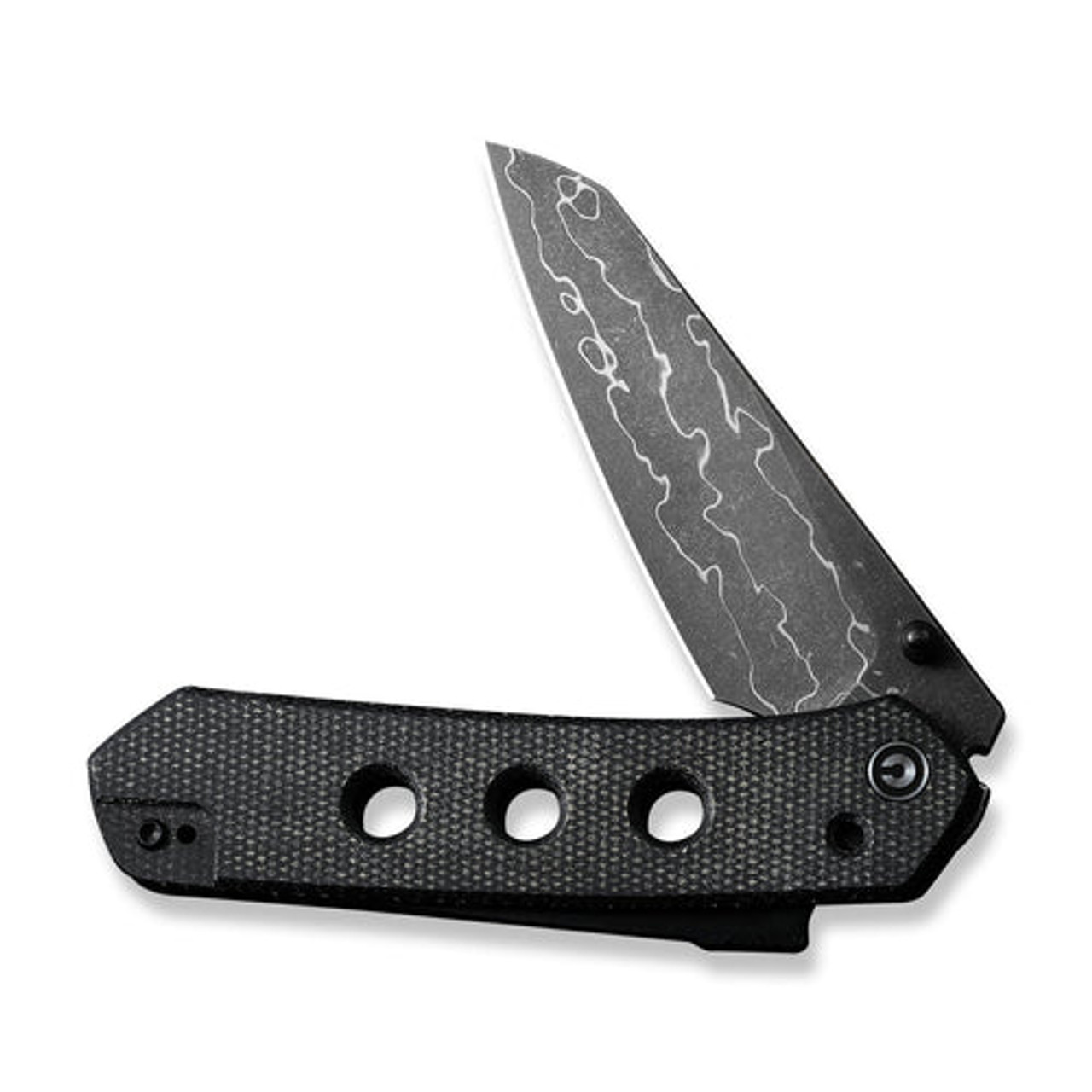 CIVIVI Vision FG (C22036-DS2) 3.54" Damascus Satin Reverse Tanto Plain Blade, Black Canvas Micarta Handle