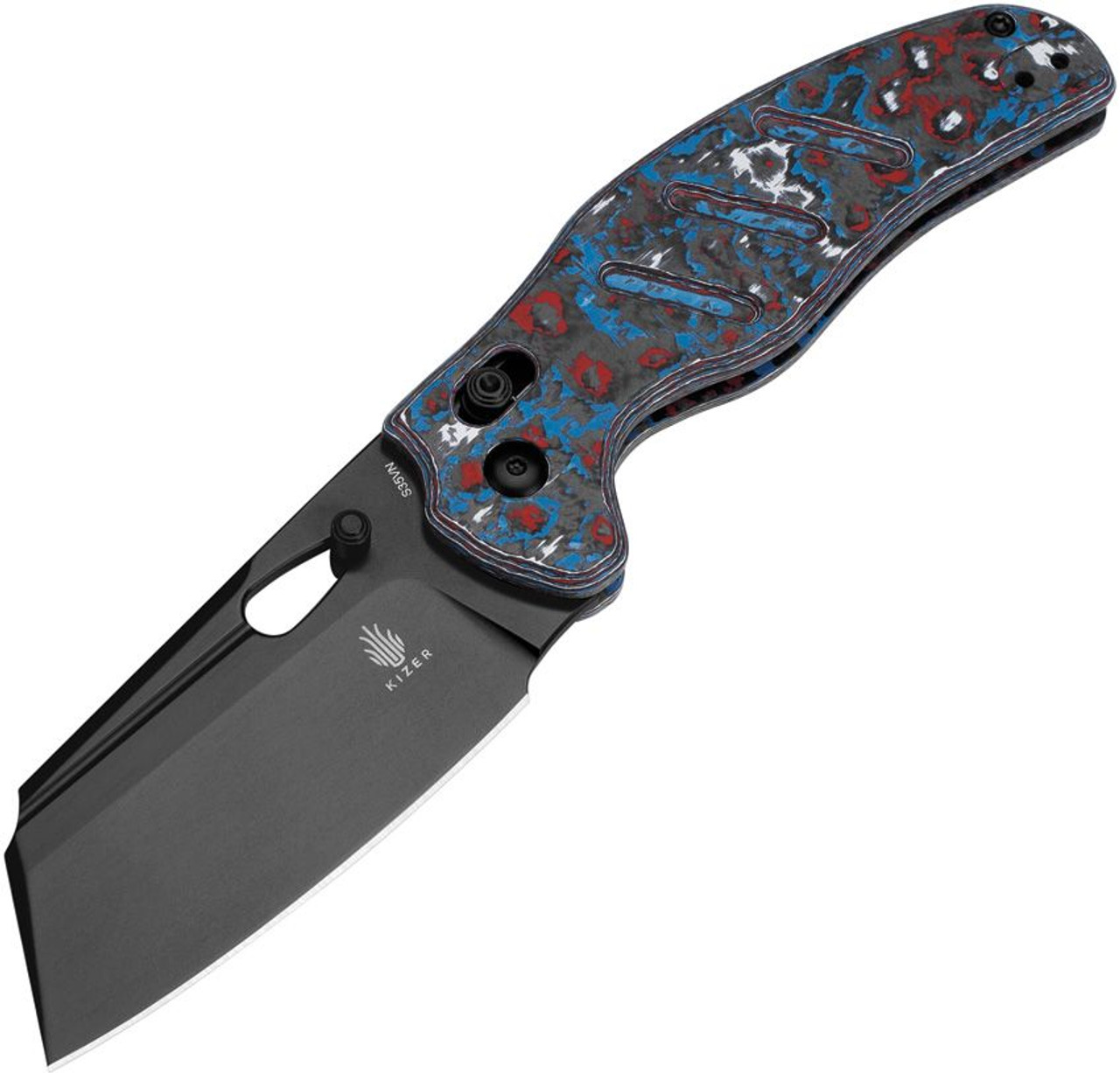 Kizer Sheepdog C101C (Ki4488AC1) 3.14" CPM-S35VN Black Sheepsfoot Plain Blade, Nebula Fatcarbon Handle