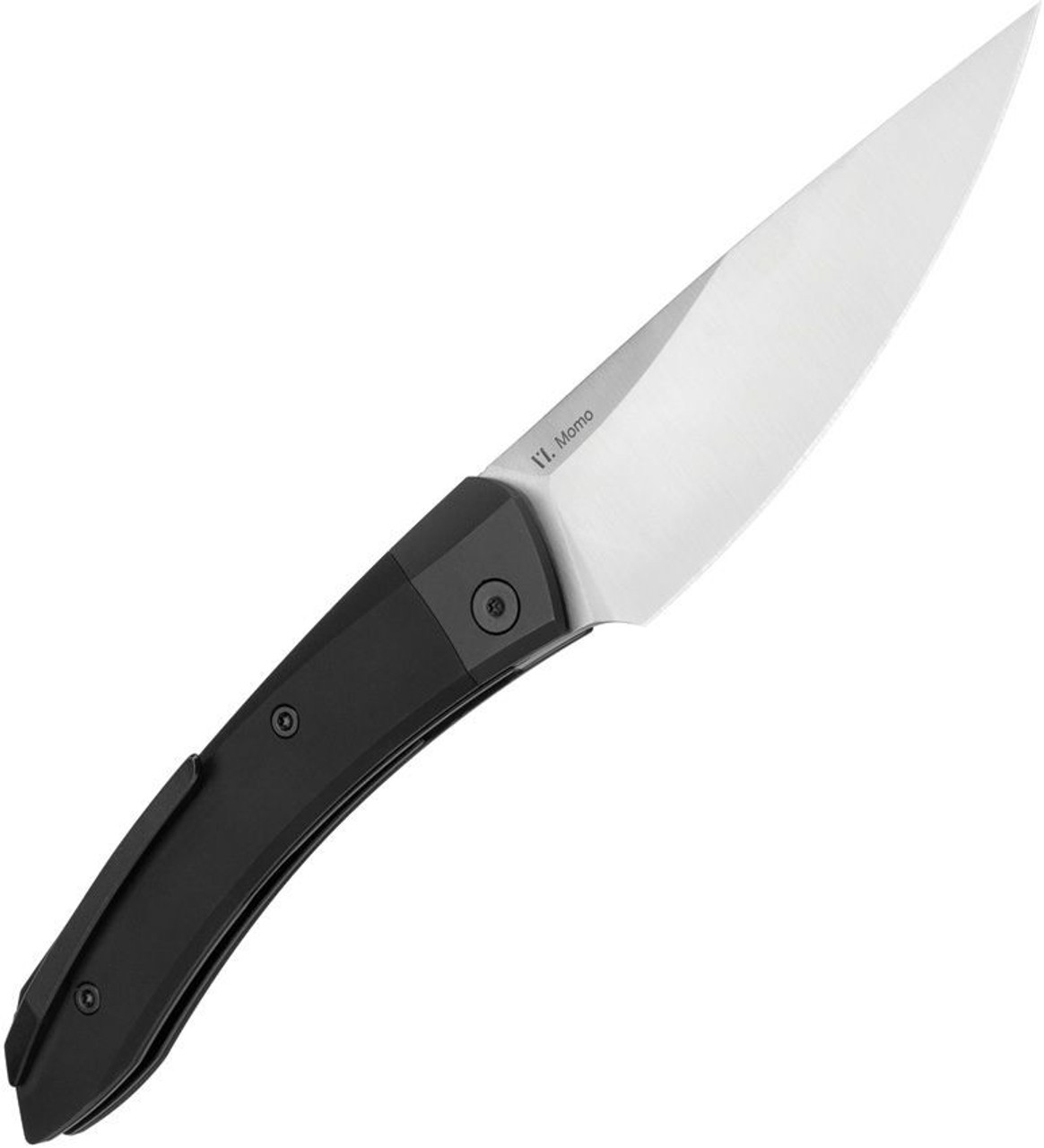 Kizer Momo (V4663C1) 4.17" 154CM Satin Drop Point Plain Blade, Black Aluminum Handle