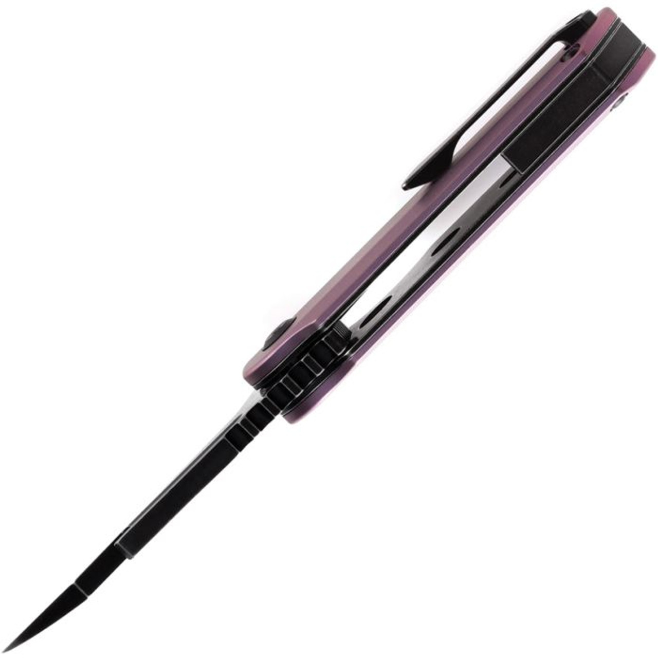 Kansept Knives Rafe (K2048A4) 2.6" CPM-S35VN Blackwashed Wharncliffe Plain Blade, Purple Anodized Titanium Handle