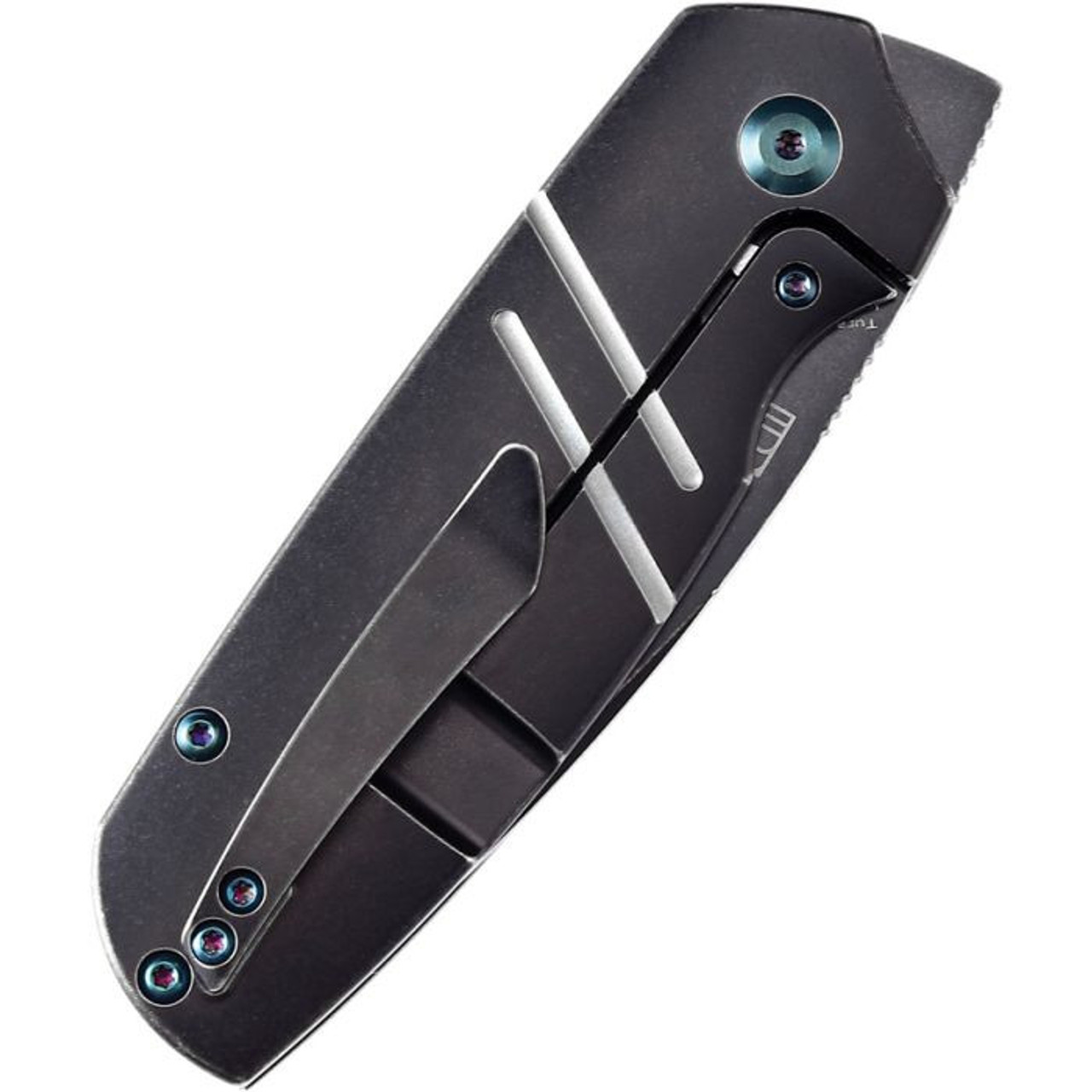 Kansept Turaco (K2049A2) 2.85" CPM-S35VN Black Stonewashed Drop Point Plain Blade, Black Stonewashed Titanium Handle