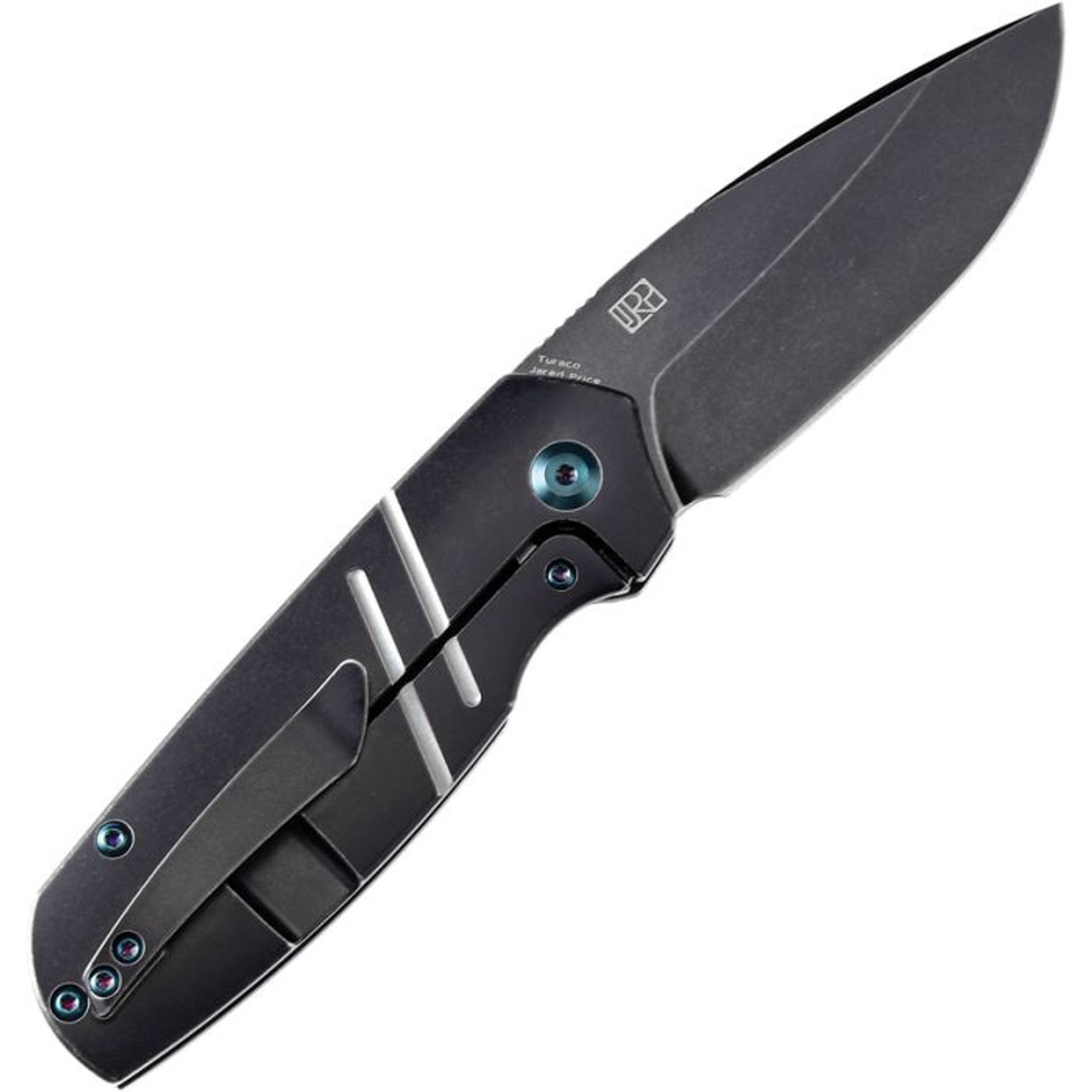 Kansept Knives Turaco (K2049A2) 2.85" CPM-S35VN Blackwashed Drop Point Plain Blade, Blackwashed Titanium Handle