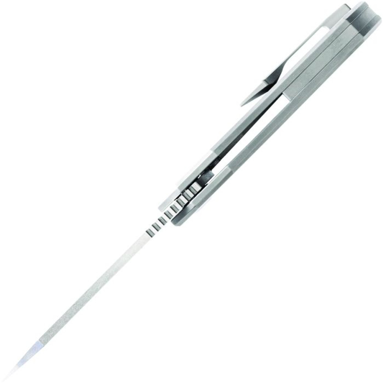 Kansept Knives Steller (K2021A1) 2.92" CPM-S35VN Stonewashed Reverse Tanto Plain Blade, Gray Titanium Handle