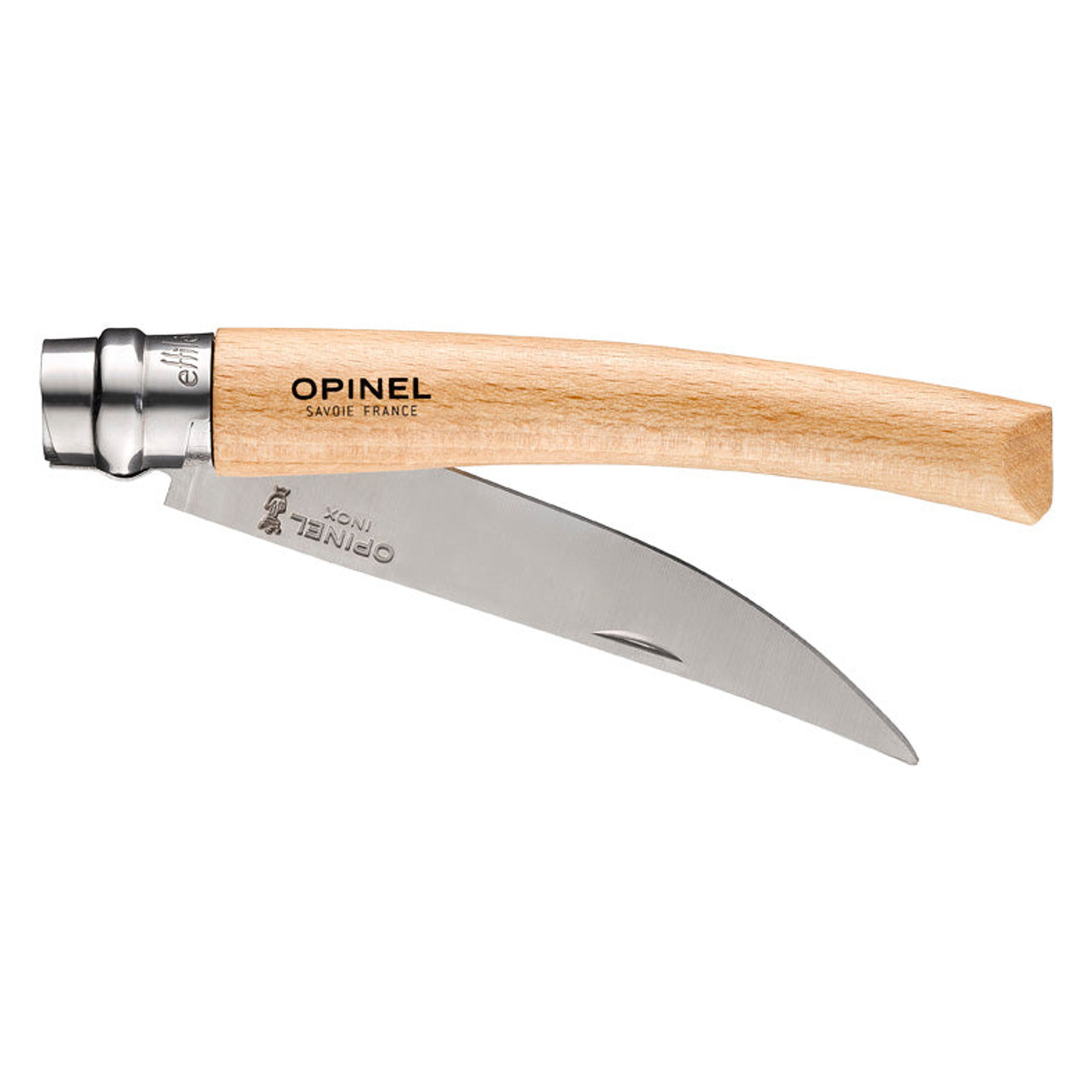 Opinel No.10 Effile (OP002559) 4" Stainless Steel Satin Drop Point Plain Blade, Beech Wood Handle