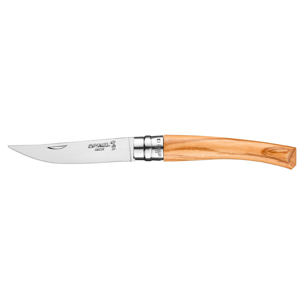 Opinel No.8 Effile (OP002563) 3.5" Polished Drop Point Plain Blade, Olive Wood Handle