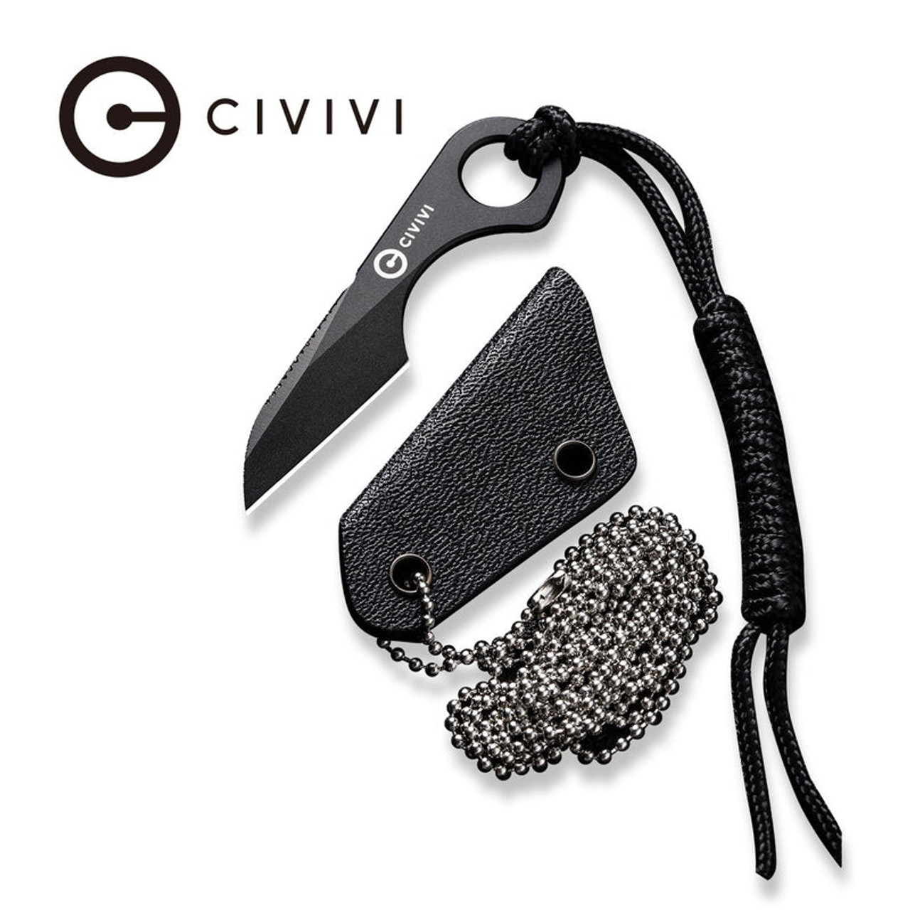 CIVIVI Knives Gramis (CIVC230041) 1.02" 14C28N Black Sheepsfoot Plain Blade, Black Stainless Steel Handle, Black Kydex Sheath