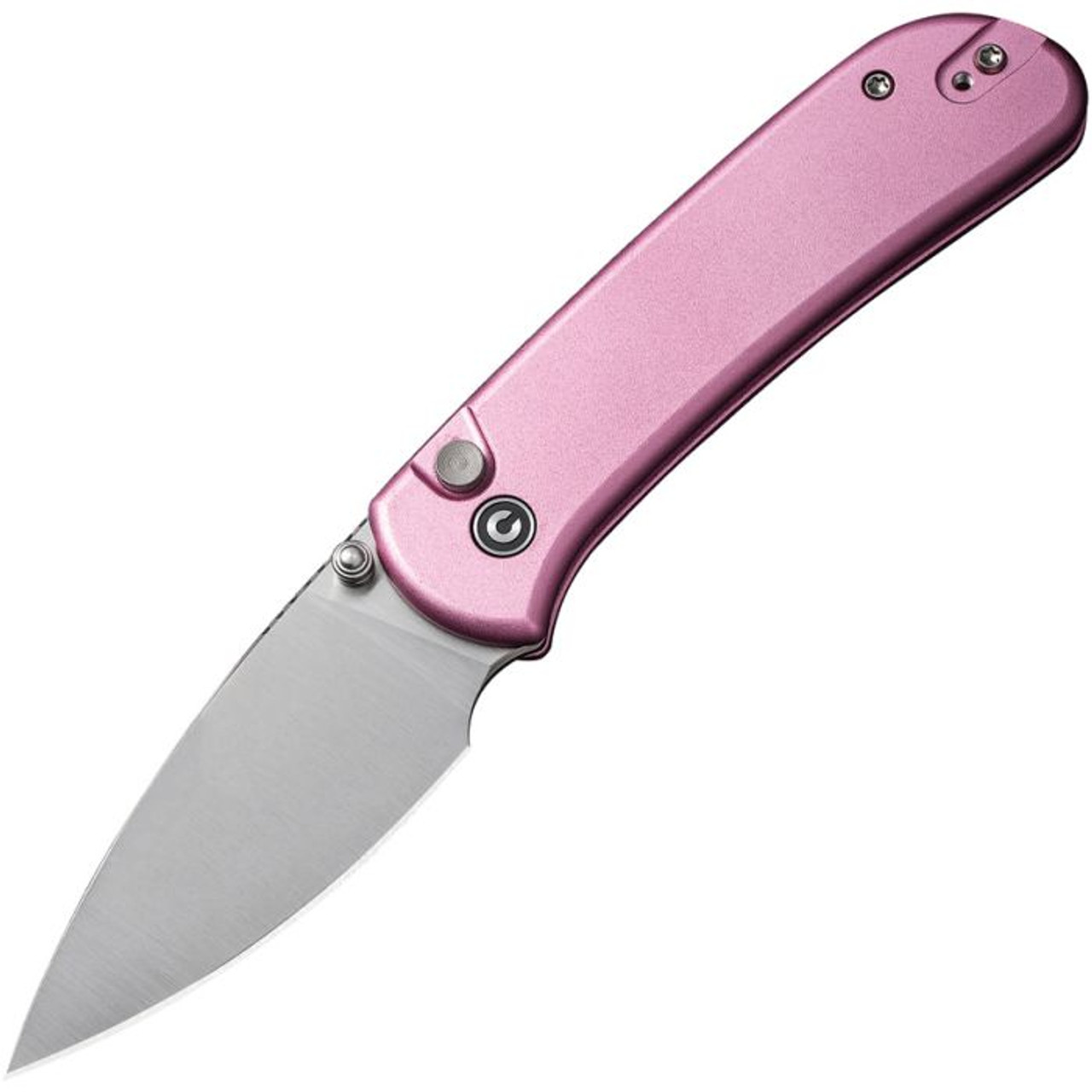CIVIVI Knives Qubit (CIVC22030E5) 2.98" 14C28N Satin Drop Point Plain Blade, Pink Aluminum Handle