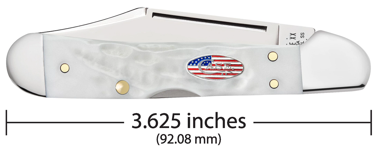 Case Mini Copperlock 14104 Rough White Synthetic Jigged (61749L SS)