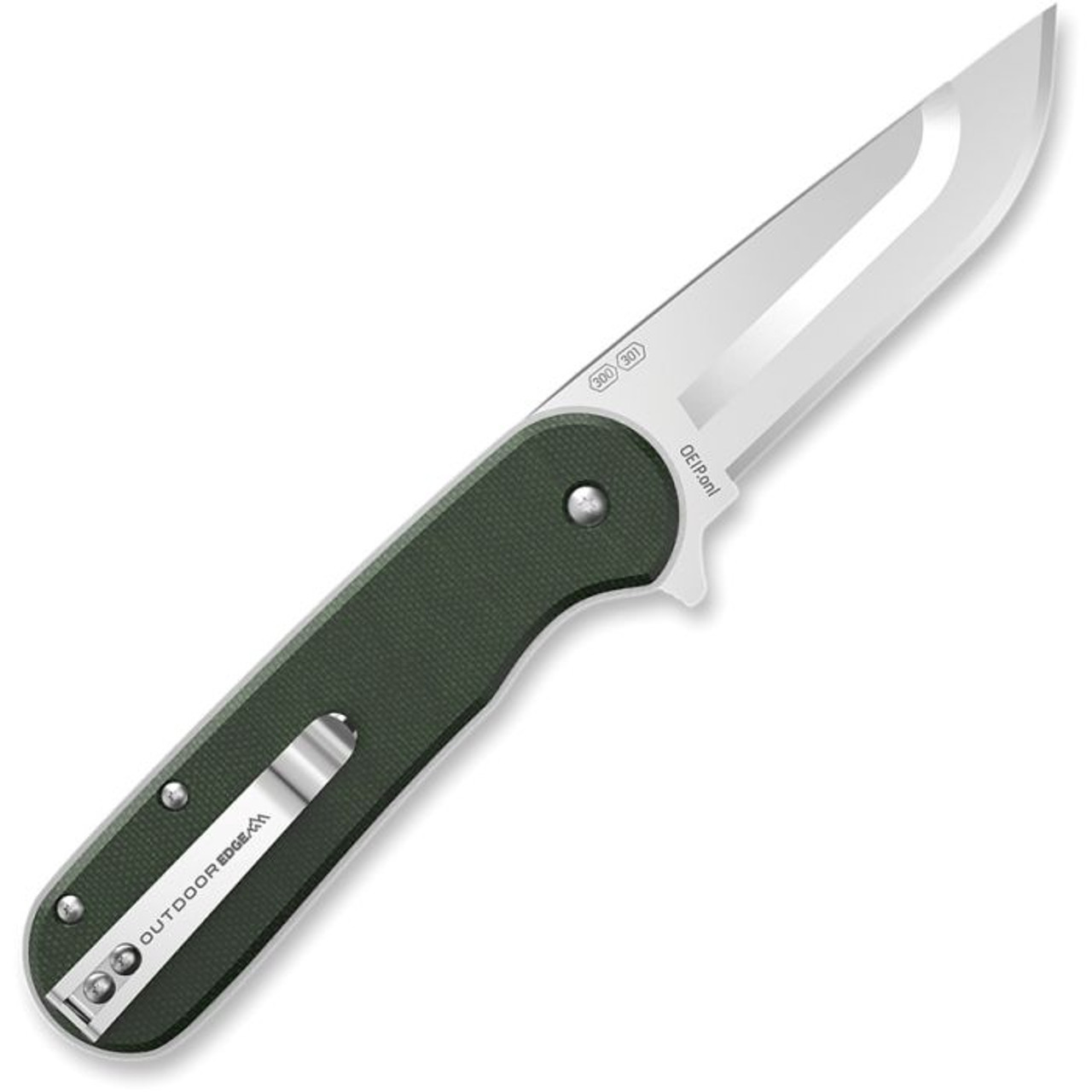 Outdoor Edge Razor VX3 (OEVX330B) 3" Japanese 420J2 Satin Drop Point Plain Replaceable Blade, Green Micarta Handle