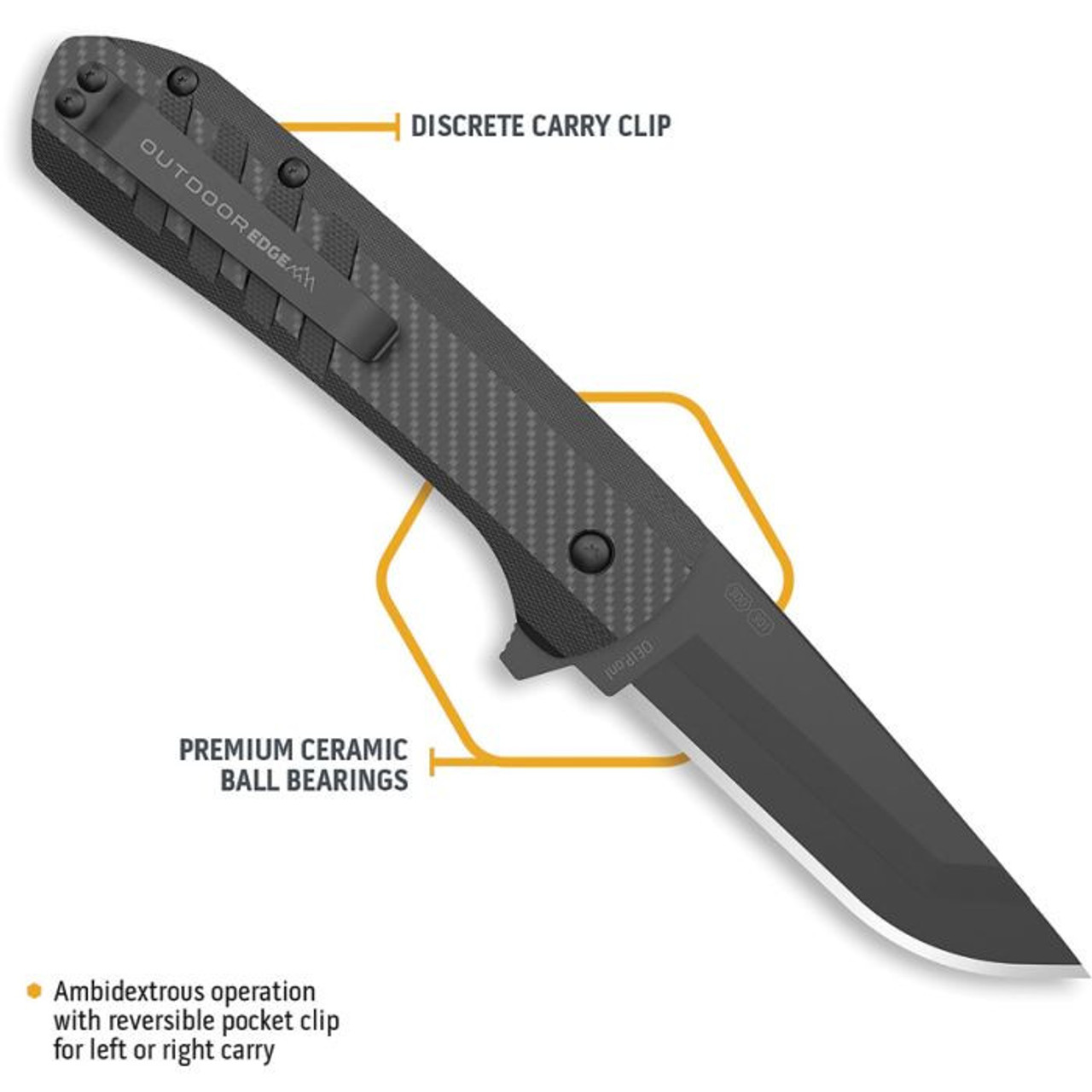 Outdoor Edge Razor VX4 (OEVX430A) 3" Japanese 420J2 Black Drop Point Plain Replaceable Blade, Black G-10 Handle with Black Carbon Fiber Onlay
