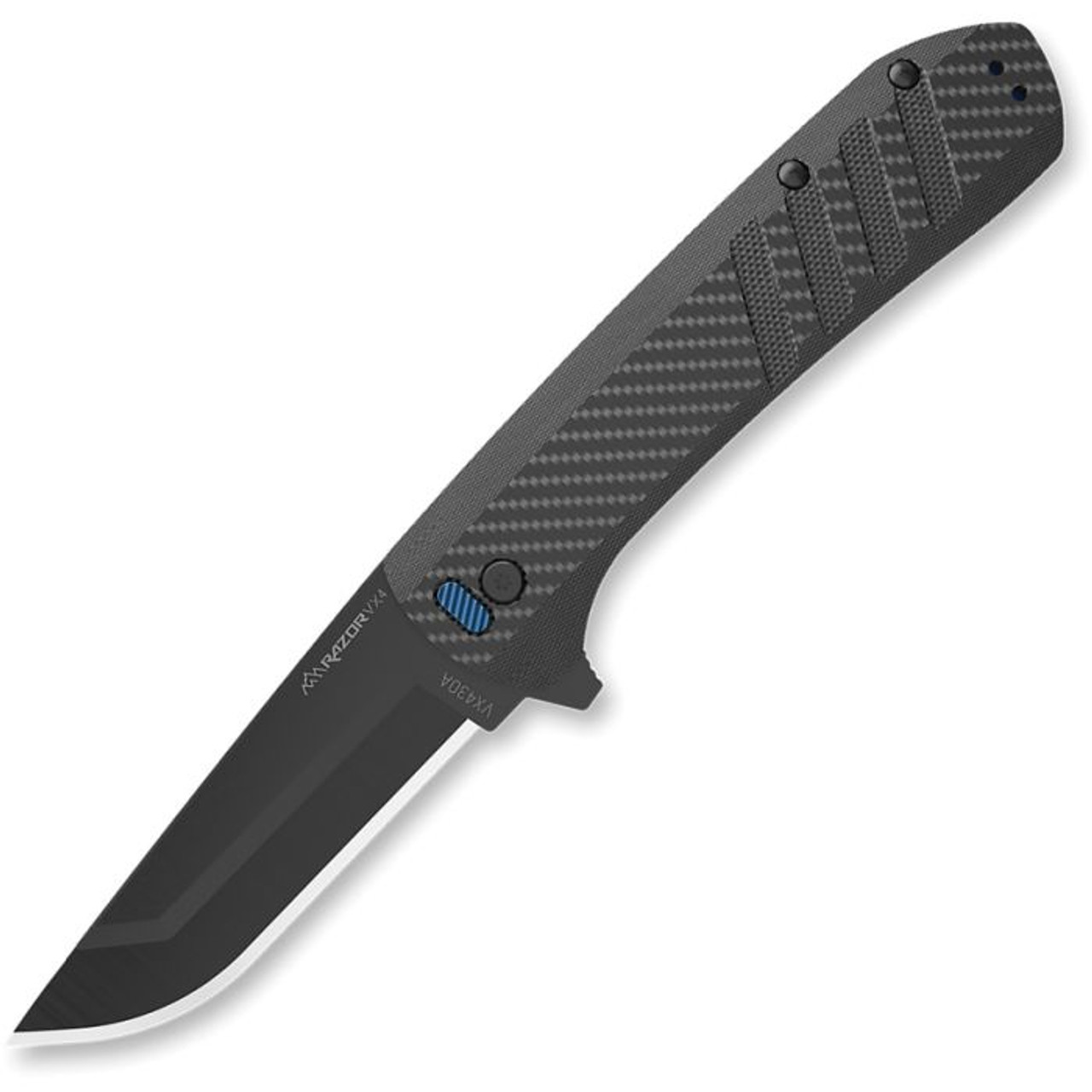 Outdoor Edge Razor VX4 (OEVX430A) 3" Japanese 420J2 Black Drop Point Plain Replaceable Blade, Black G-10 Handle with Black Carbon Fiber Onlay