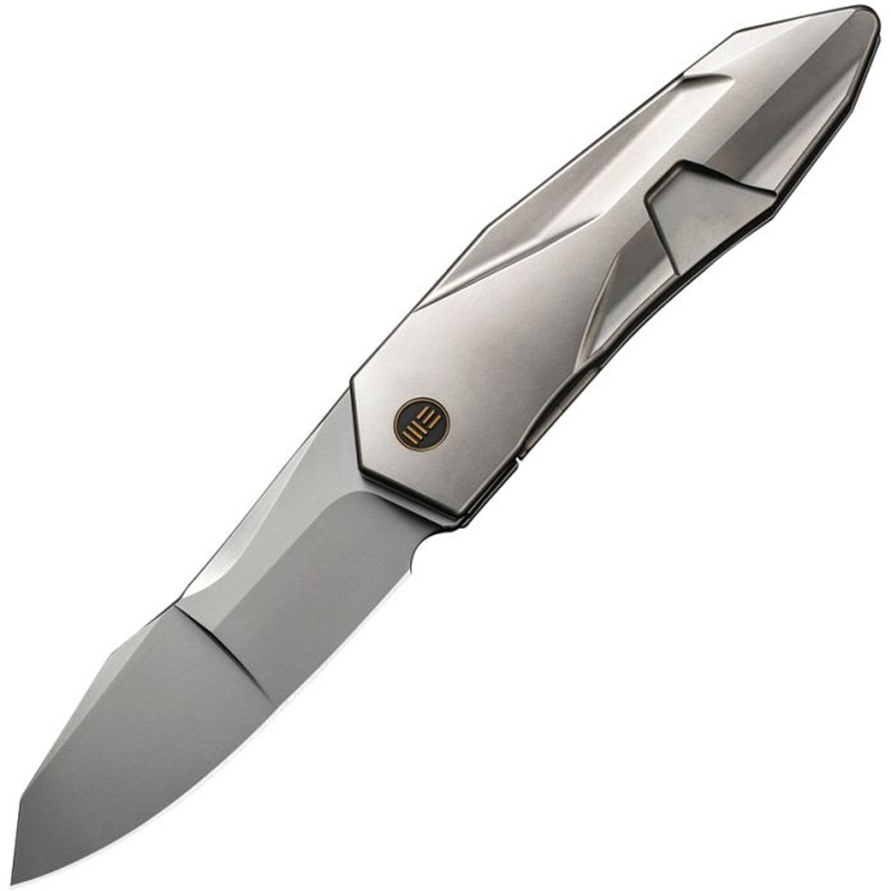 We Knife Solid (WE220282) 3.88" CPM-20CV Bead Blasted Spear Point Plain Blade, Bead Blasted 6AL4V Titanium Handle