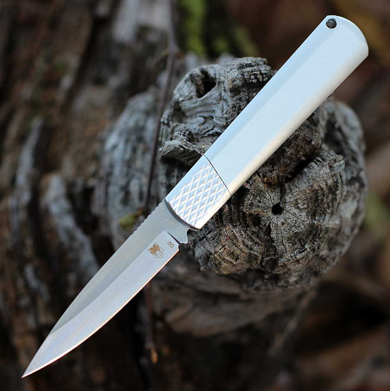 CobraTec Gideon Hidden Release Automatic (CTGHRSSB) - 3.0 Satin D2 Steel Drop Point Plain Blade, Silver Aluminum with Silver Bolster Handle