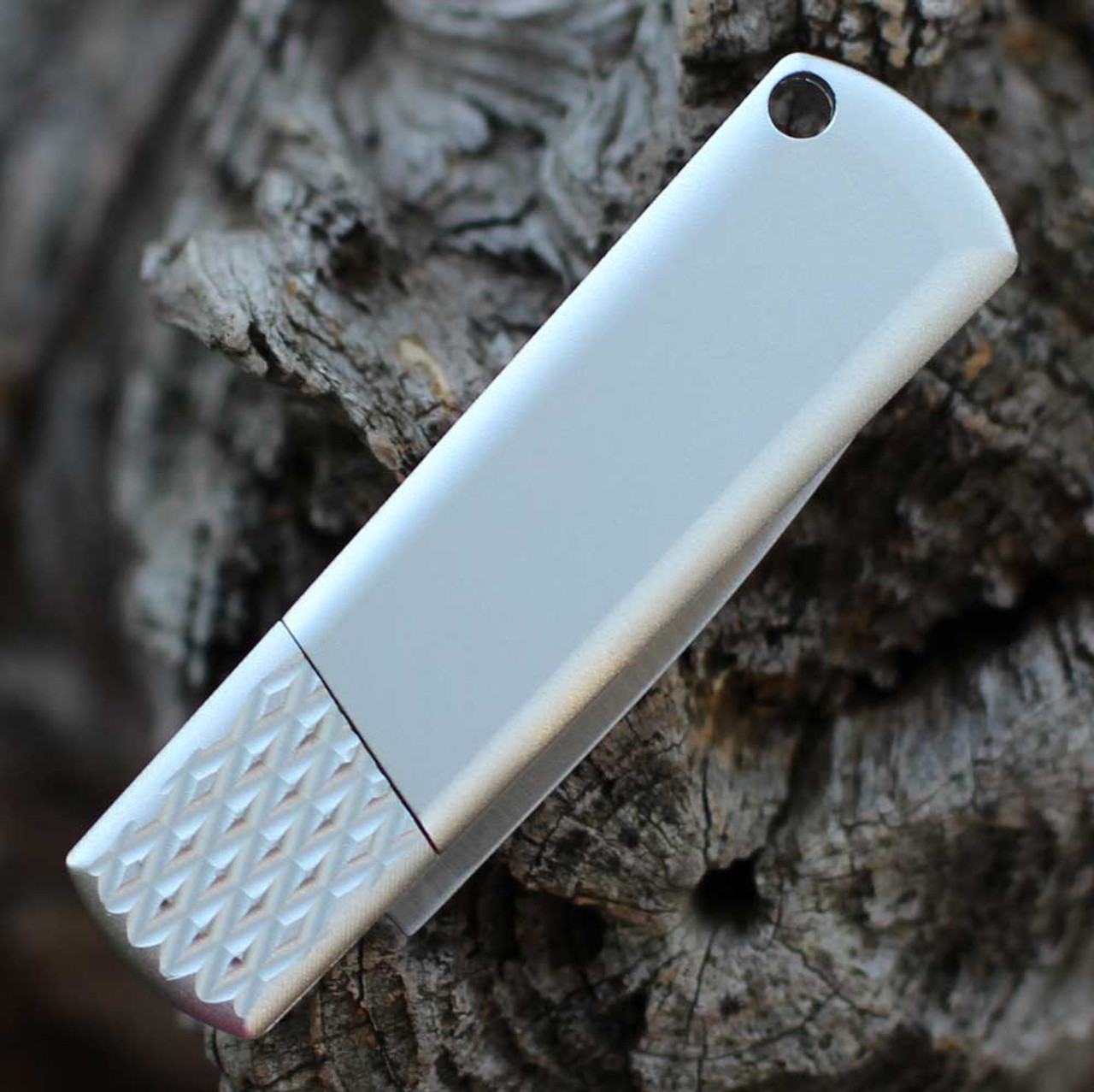 CobraTec Compact Hidden Release Automatic (CTCHRSIL) - 1.9 Satin D2 Steel Drop Point Plain Blade, Silver Aluminum with Silver Bolster Handle