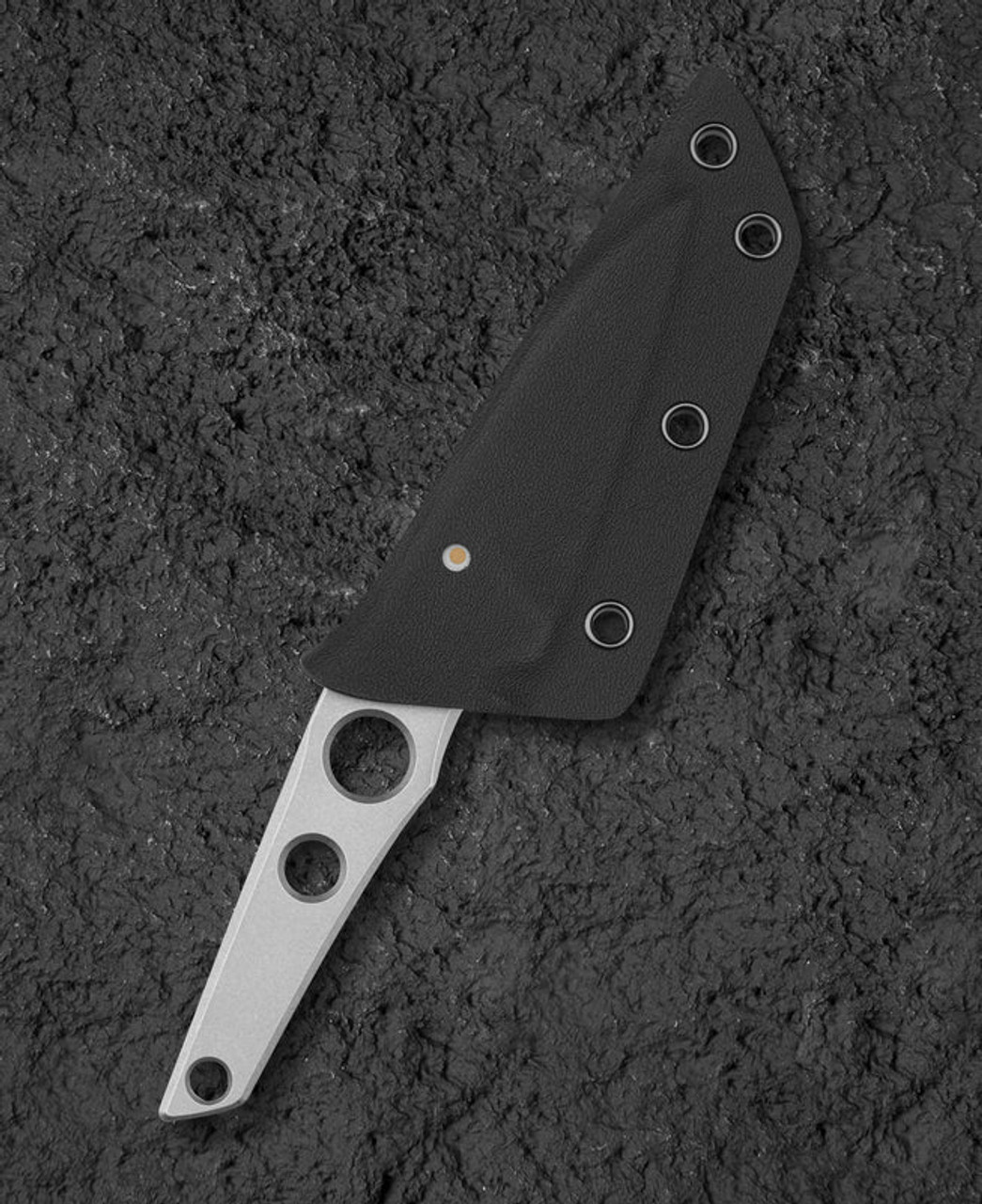 Bestech Knives VK-Core (BTKF05A) 3.19" Sandvik 14C28N Bead Blasted Wharncliffe Plain Blade, Bead Blasted 14C28N Handle, Black Kydex Sheath