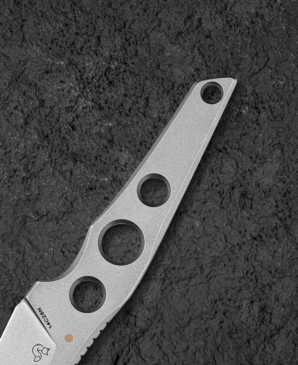Bestech Knives VK-Core (BTKF05A) 3.19" Sandvik 14C28N Bead Blasted Wharncliffe Plain Blade, Bead Blasted 14C28N Handle, Black Kydex Sheath