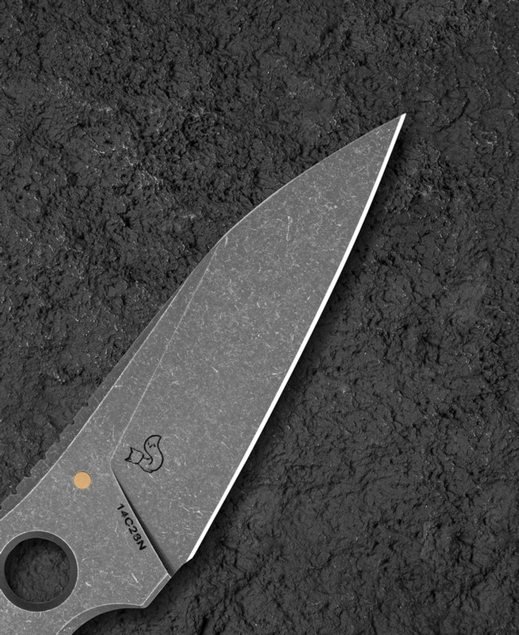 Bestech Knives VK-Core (BTKF05C) 3.19" Sandvik 14C28N Acid Dark Stonewashed Wharncliffe Plain Blade, Acid Dark Stonewashed 14C28N Handle, Black Kydex Sheath