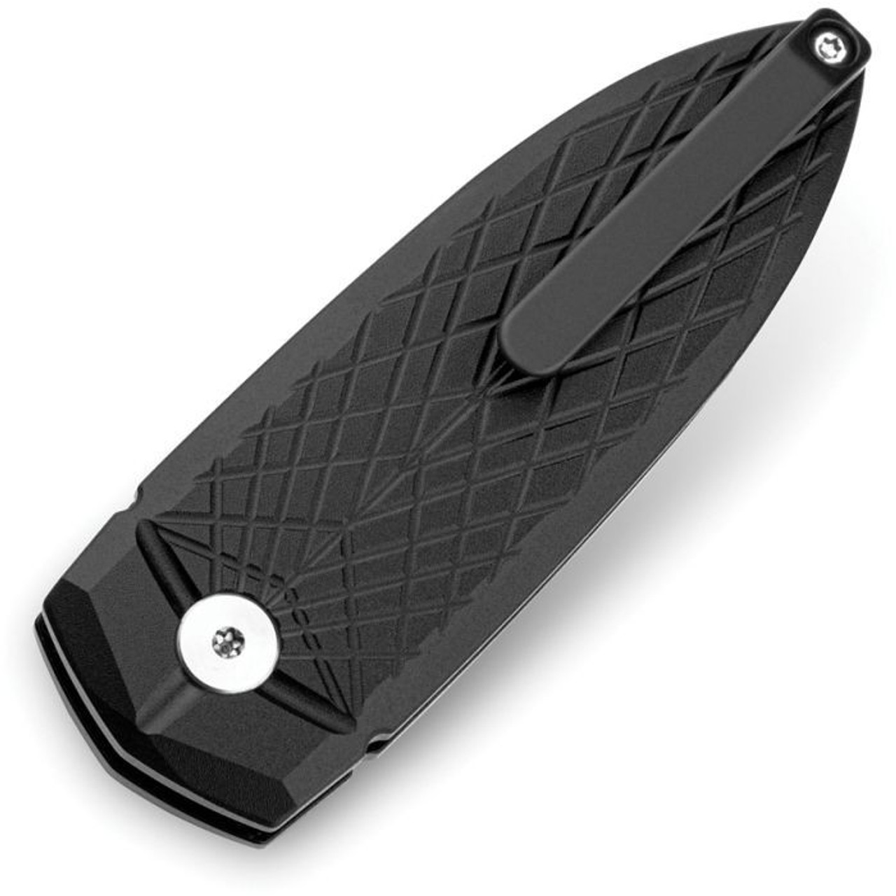 Bestech Ququ (BTKG57B1) 2.20 Sandvik 14C28N Satin Spear Point Plain Blade, Black Aluminum Handle