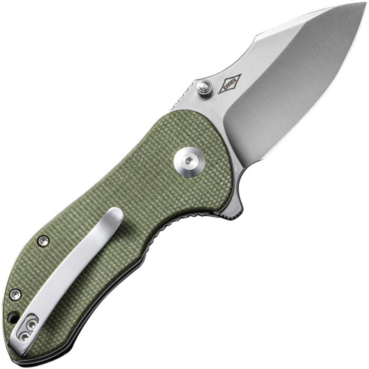 CIVIVI Knives Gordo (CIVC22018C2) 2.51" D2 Satin Drop Point Plain Blade, Olive Canvas Micarta Handle