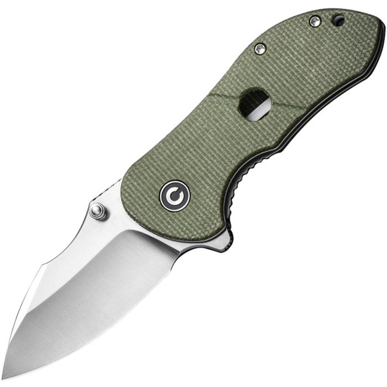 CIVIVI Knives Gordo (CIVC22018C2) 2.51" D2 Satin Drop Point Plain Blade, Olive Canvas Micarta Handle