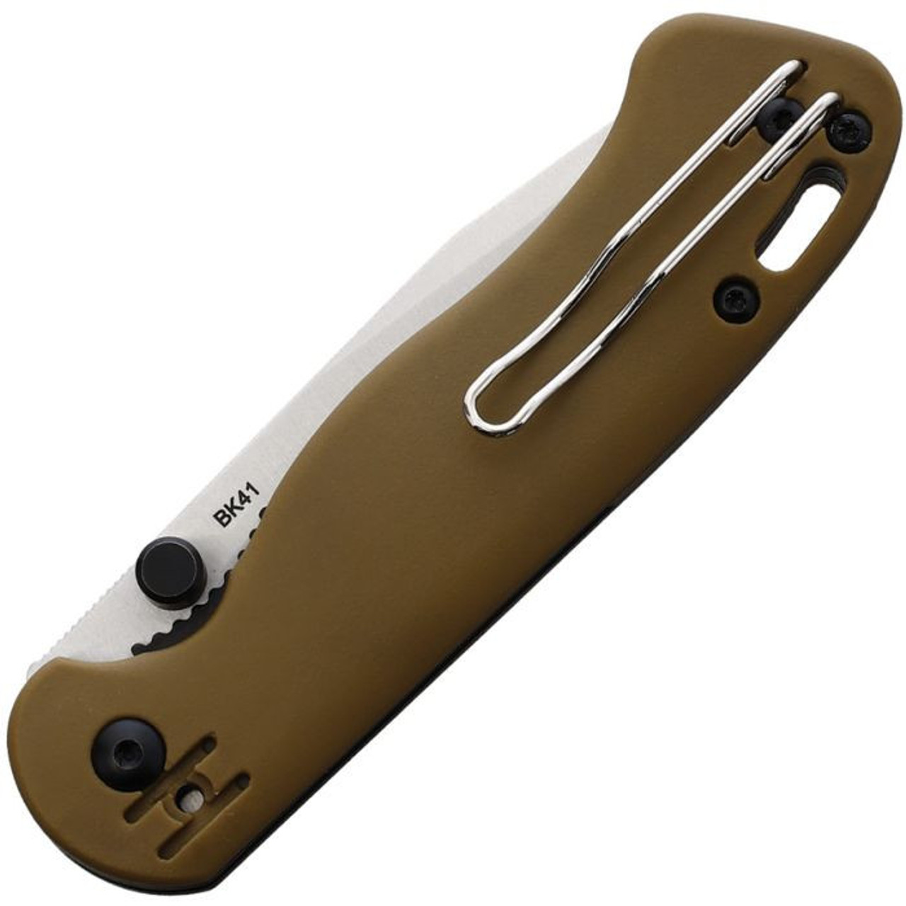 Ka-Bar Becker Mini (BKR41) 2.84" D2 Satin Drop Point Plain Blade, Brown Glass Filled Nylon Handle