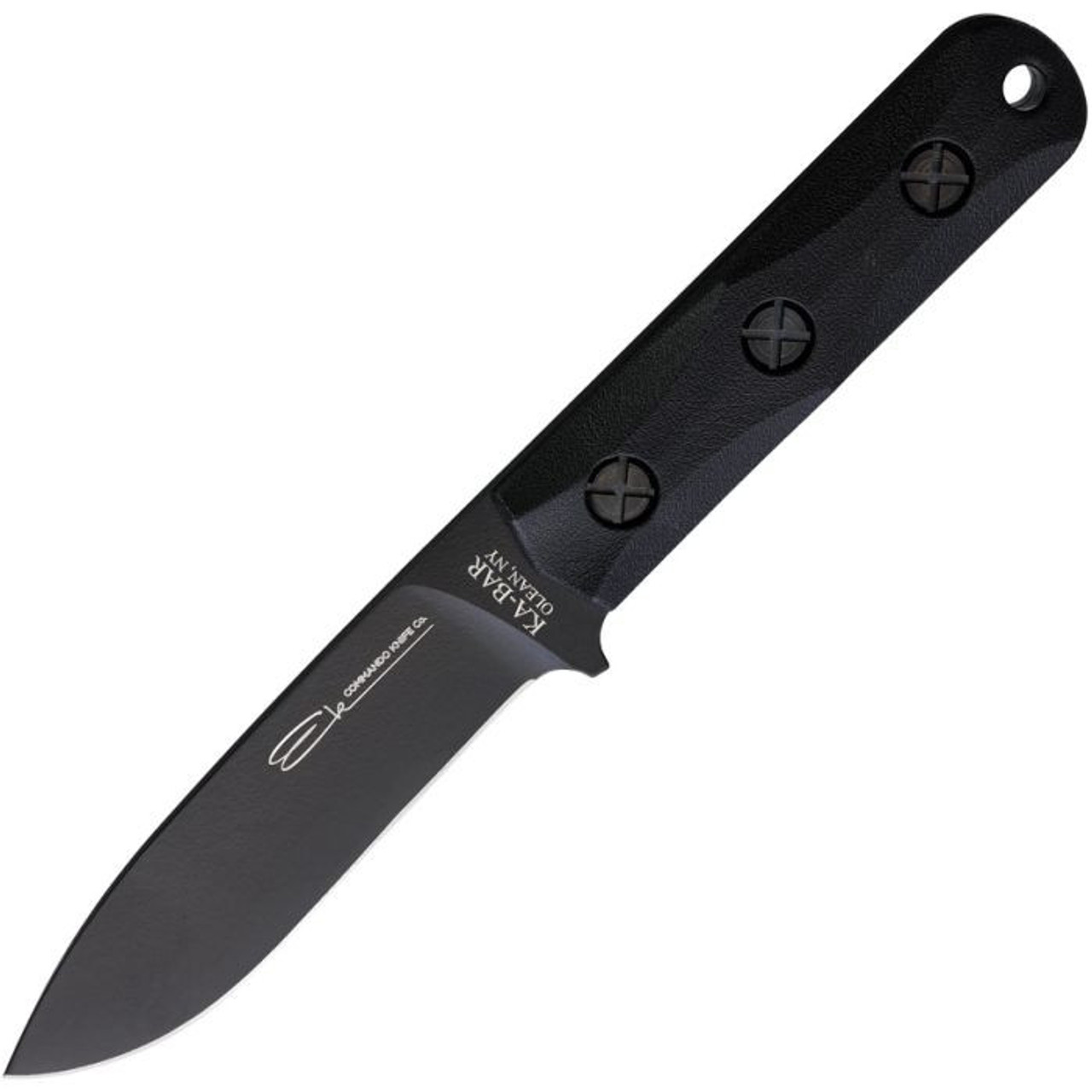 Ka-Bar EK Commando Short (EK51) 5.06" 1095 Cro-Van Black Drop Point Plain Blade, Black Ultramid Handle, Black Celcom Sheath